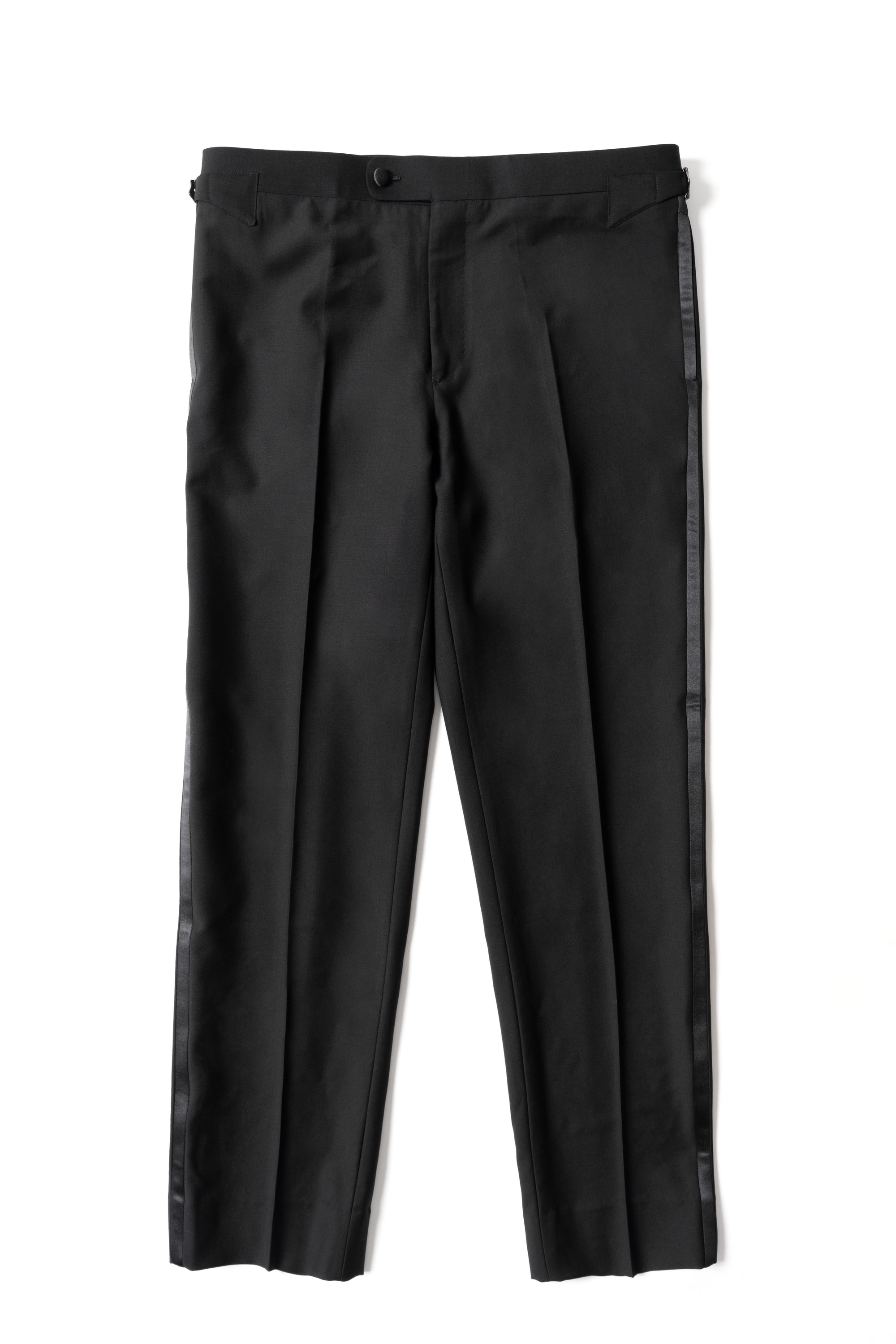 Black Wool Barathea Peak Lapel Double Breasted Dinner Suit #219