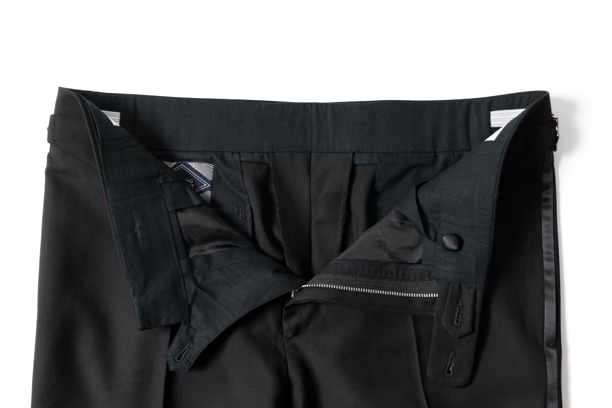 Black Wool Barathea Peak Lapel Double Breasted Dinner Suit #219