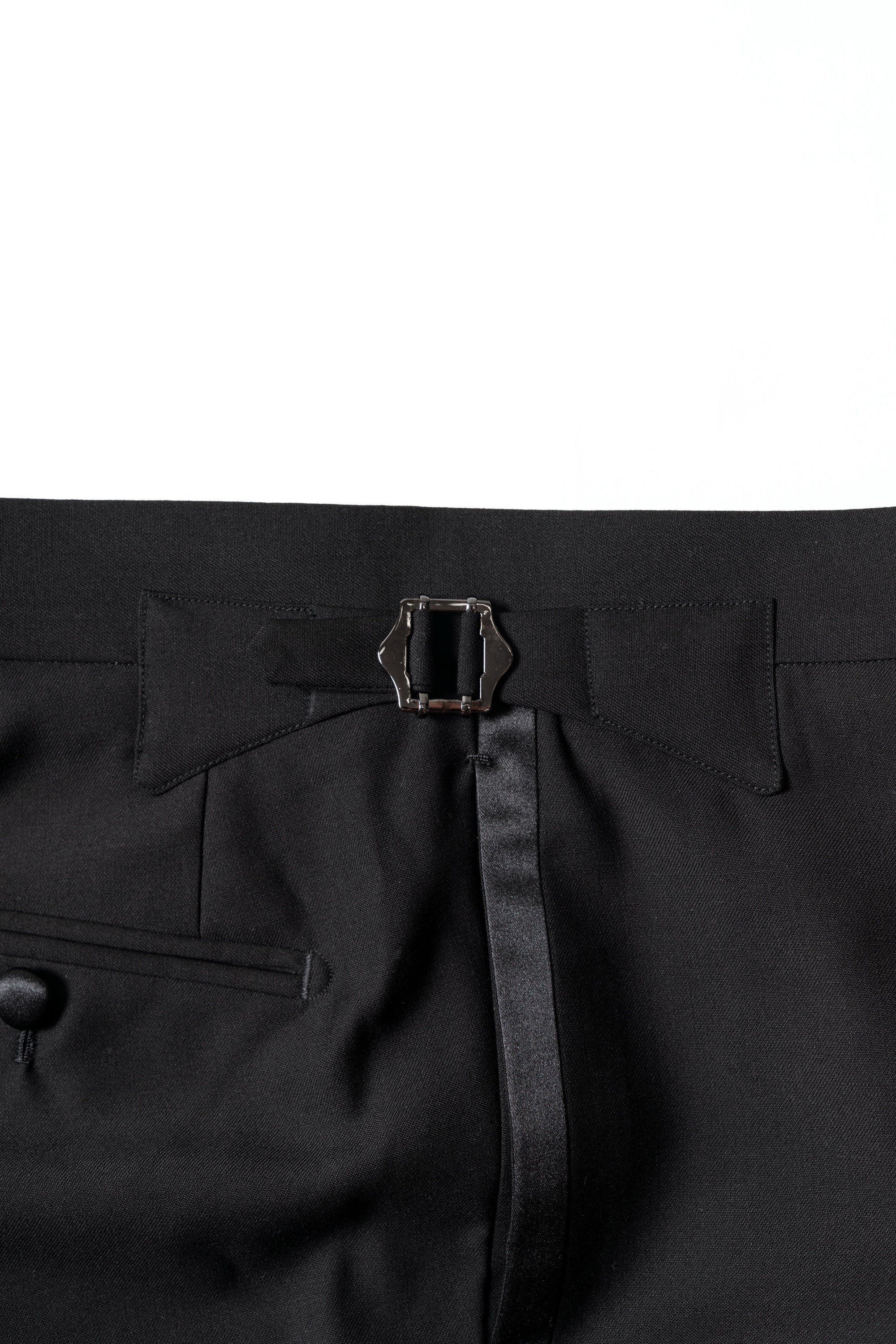 Black Wool Barathea Peak Lapel Double Breasted Dinner Suit #219