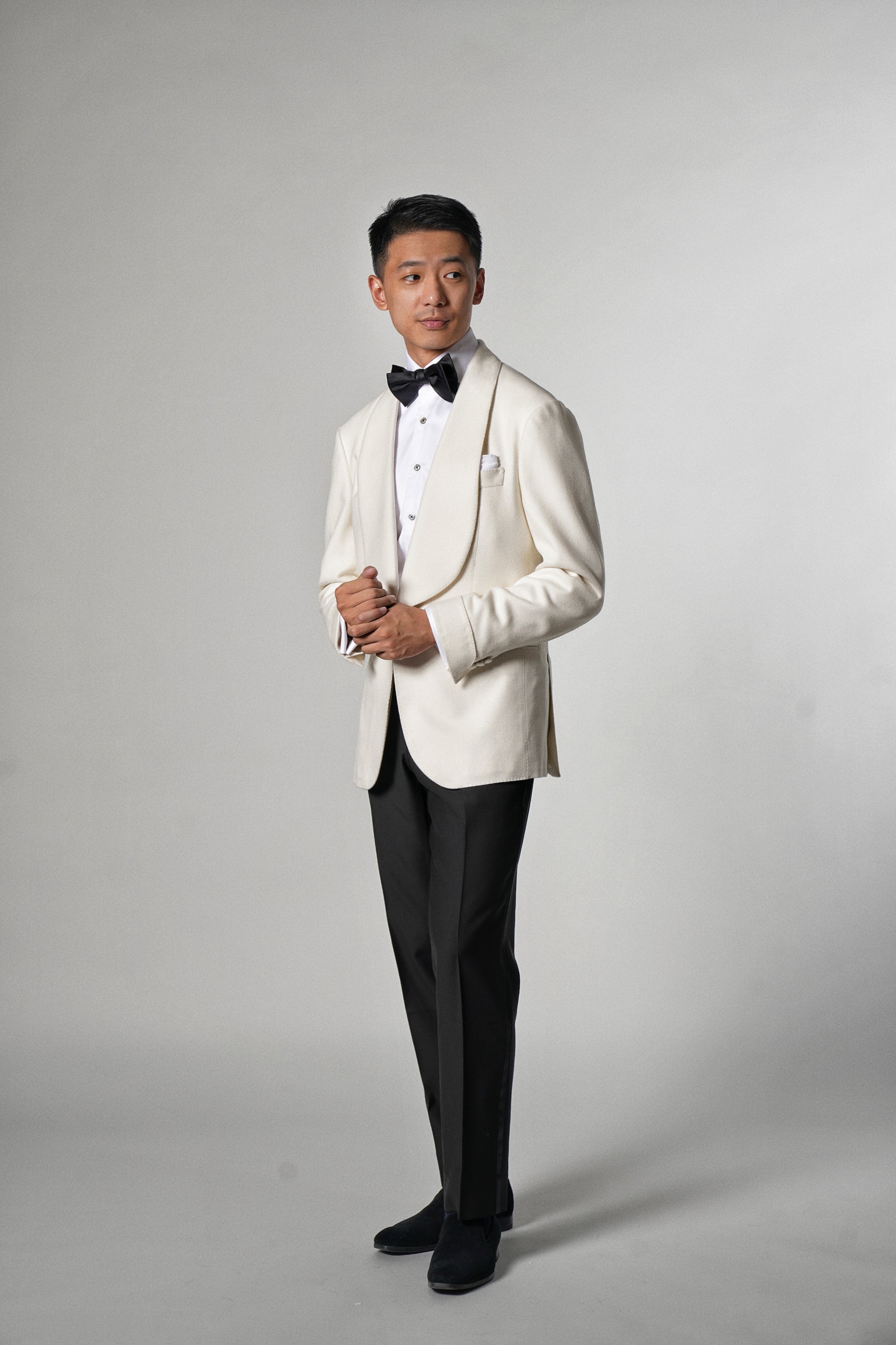 White Camel Silk Shawl Lapel Dinner Jacket #28