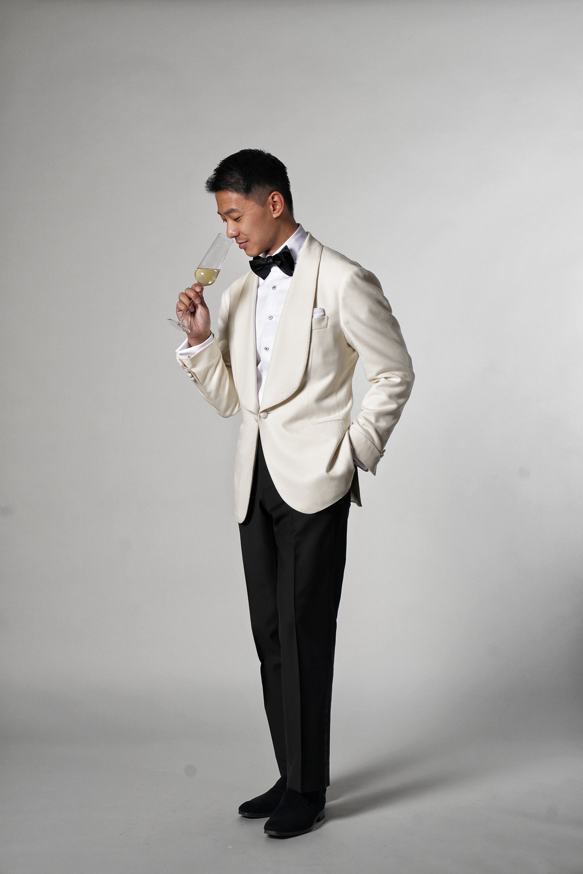 White Camel Silk Shawl Lapel Dinner Jacket #28
