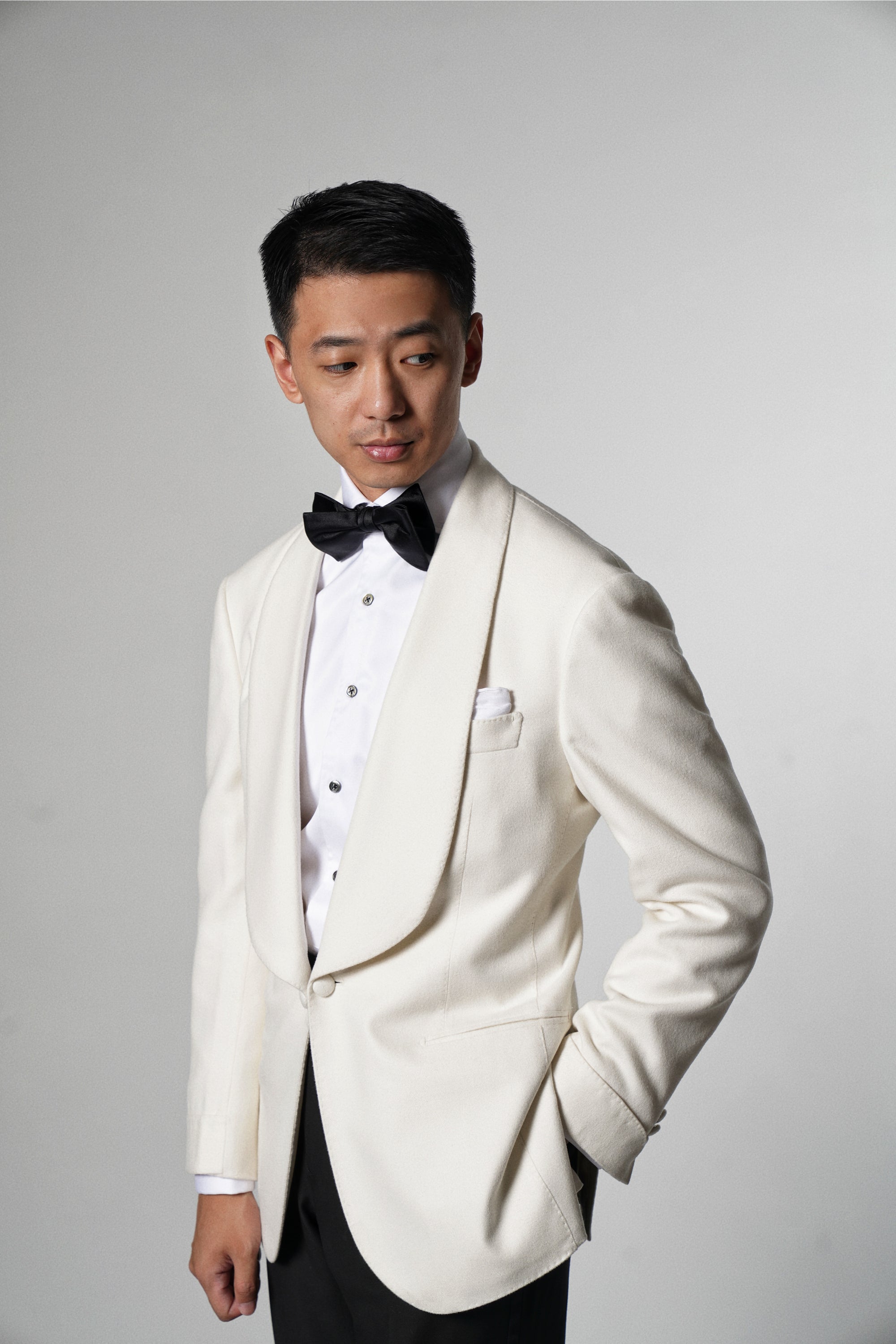 White Camel Silk Shawl Lapel Dinner Jacket #28