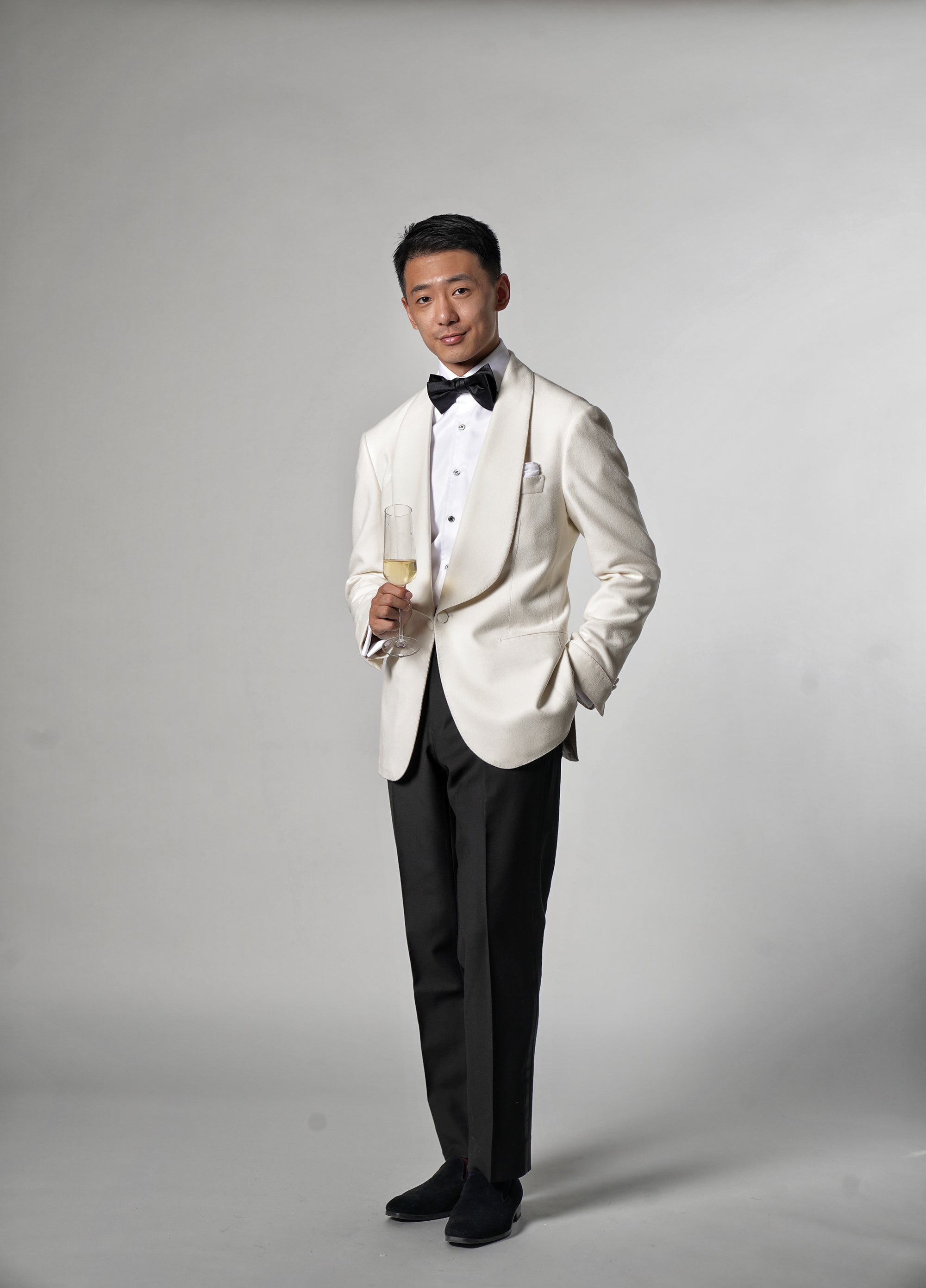 White Camel Silk Shawl Lapel Dinner Jacket #28