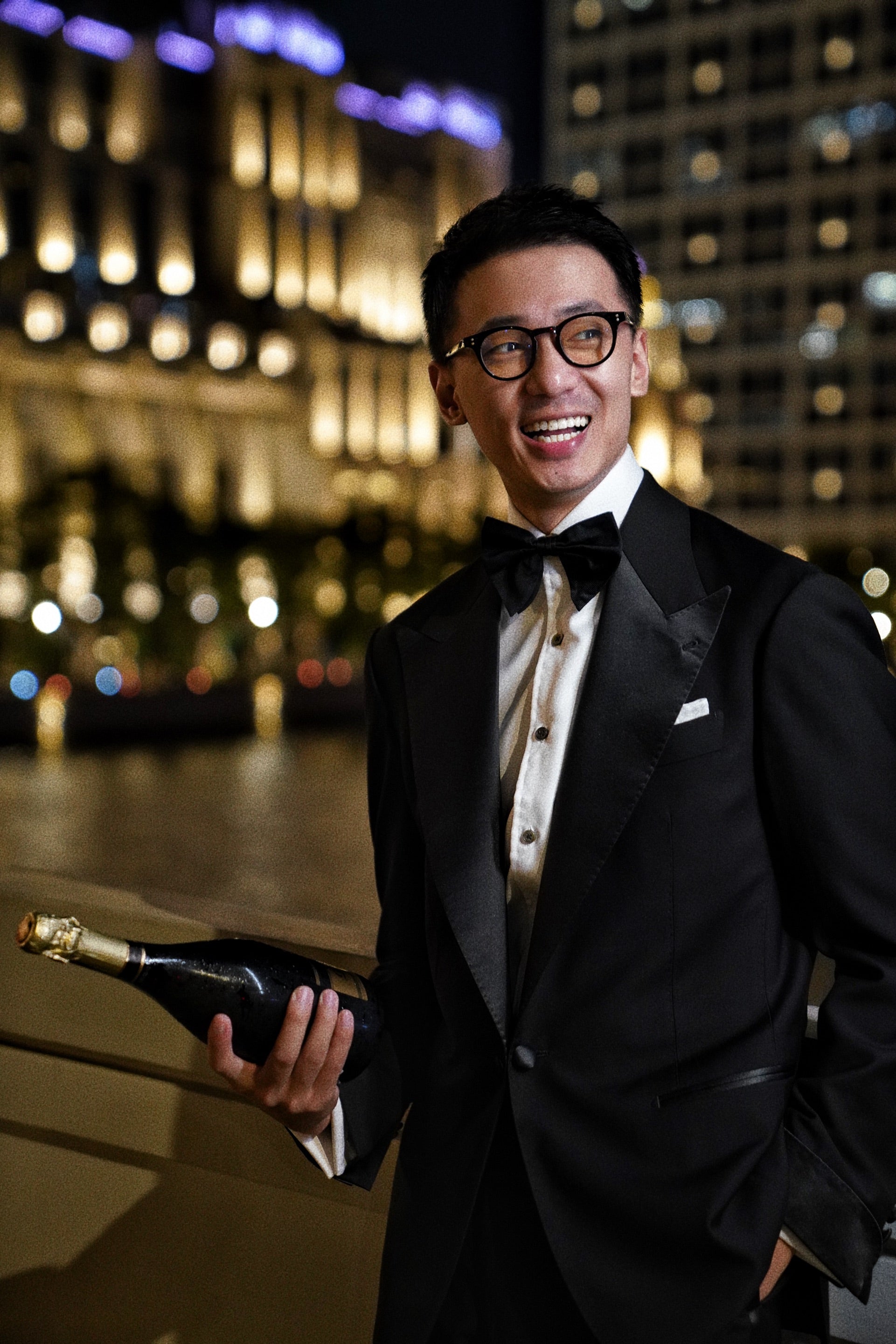 Black Wool Barathea Peak Lapel Single Breasted Dinner Suit #219