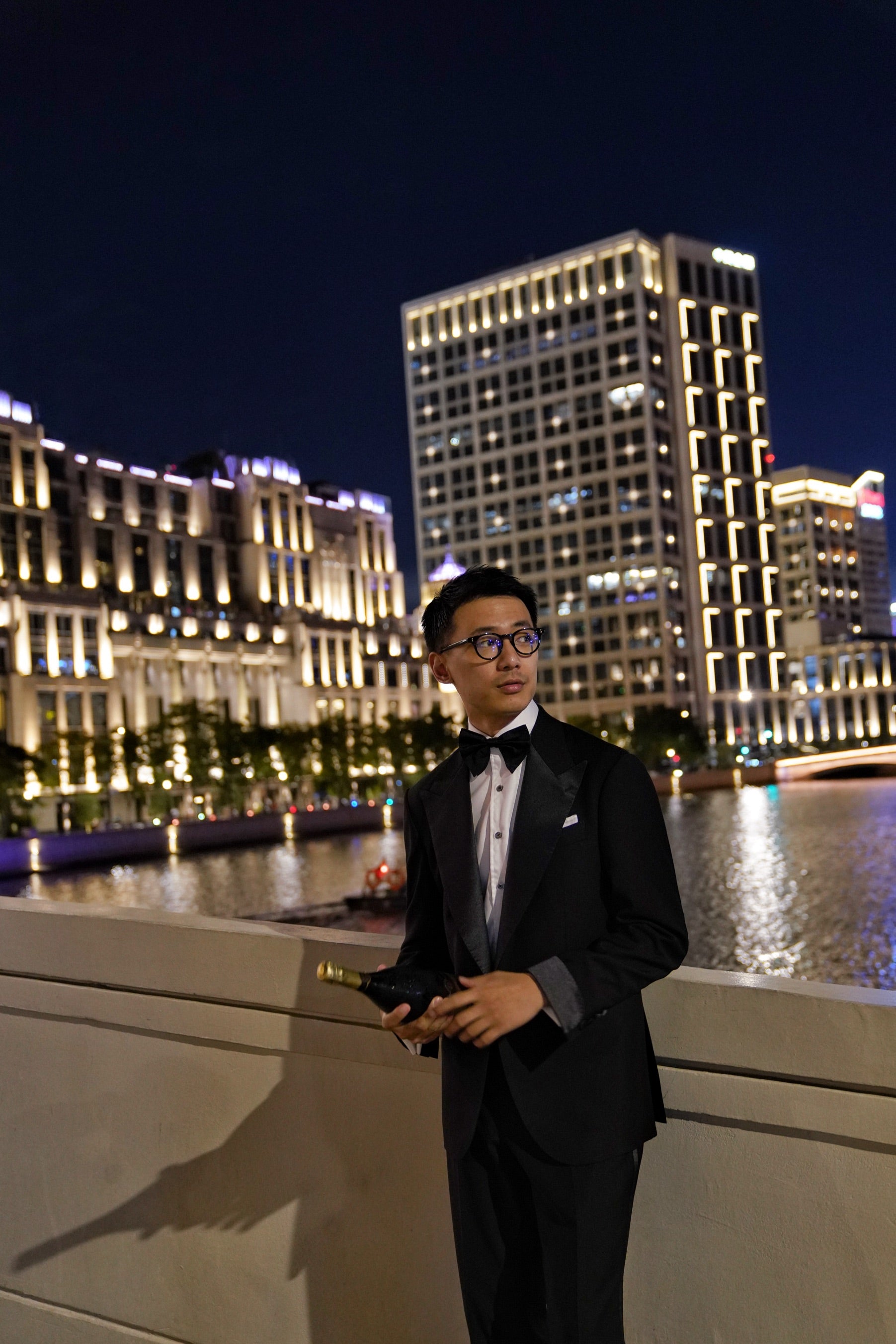 Black Wool Barathea Peak Lapel Single Breasted Dinner Suit #219