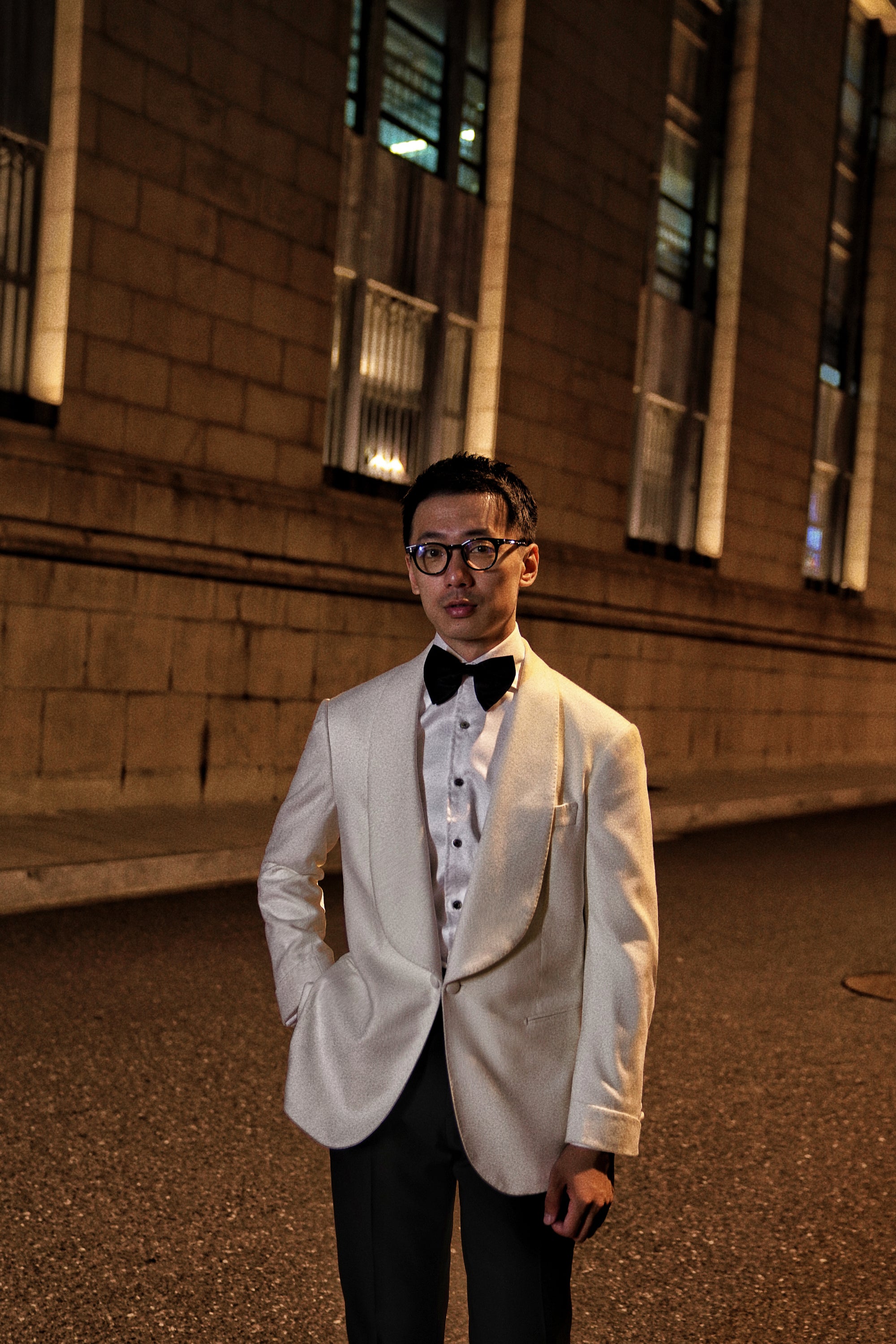 White Camel Silk Shawl Lapel Dinner Jacket #28