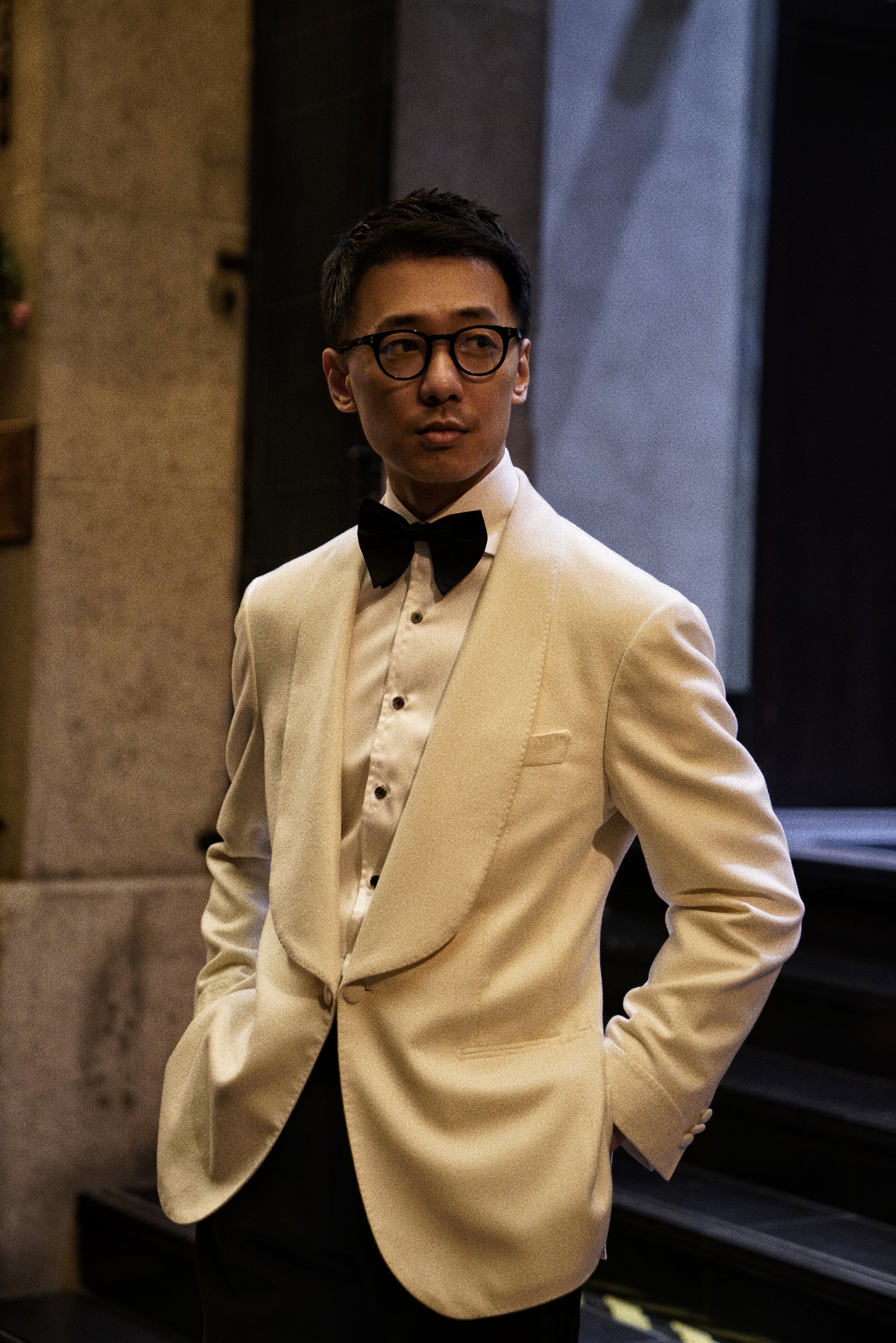 White Camel Silk Shawl Lapel Dinner Jacket #28