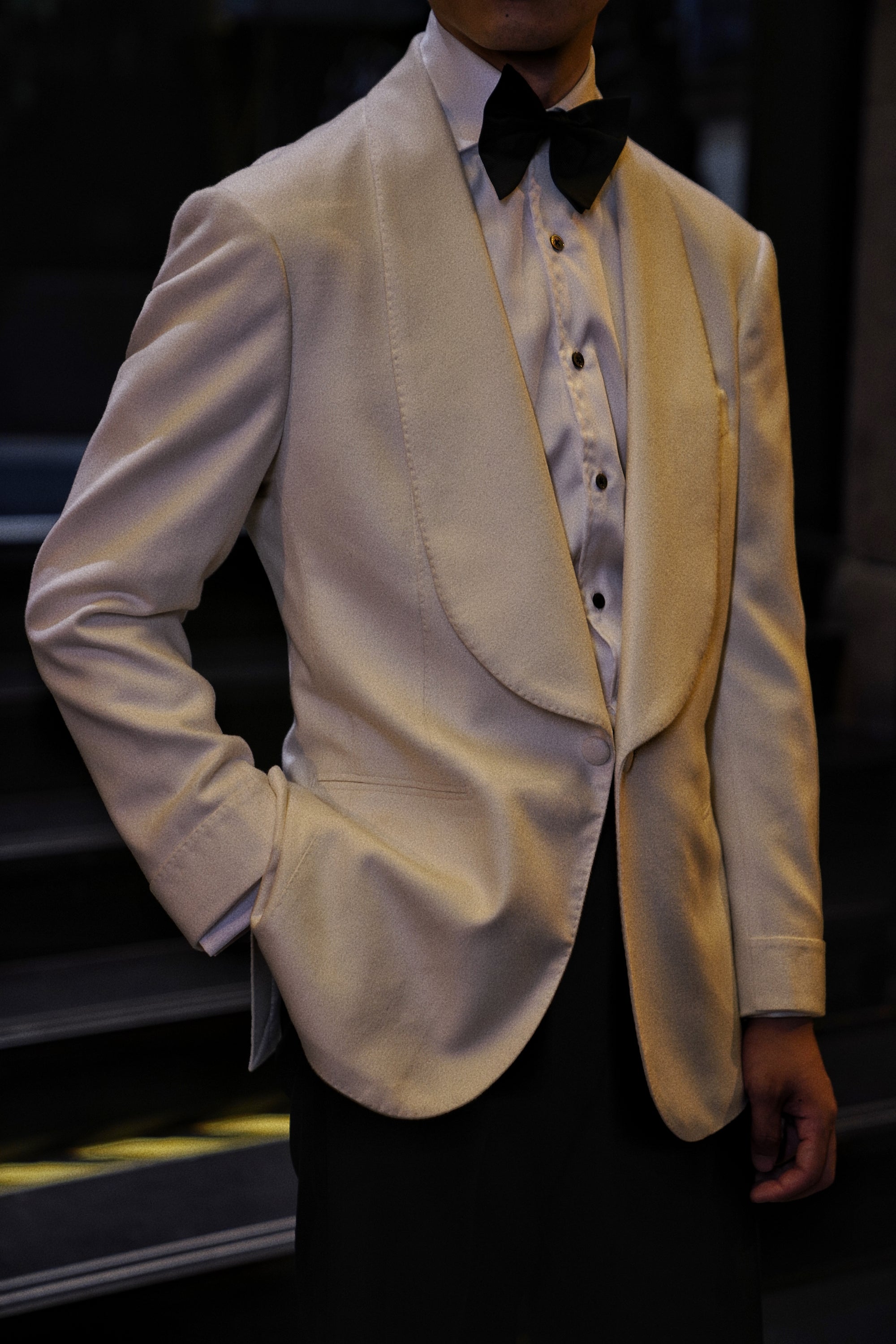 White Camel Silk Shawl Lapel Dinner Jacket #28