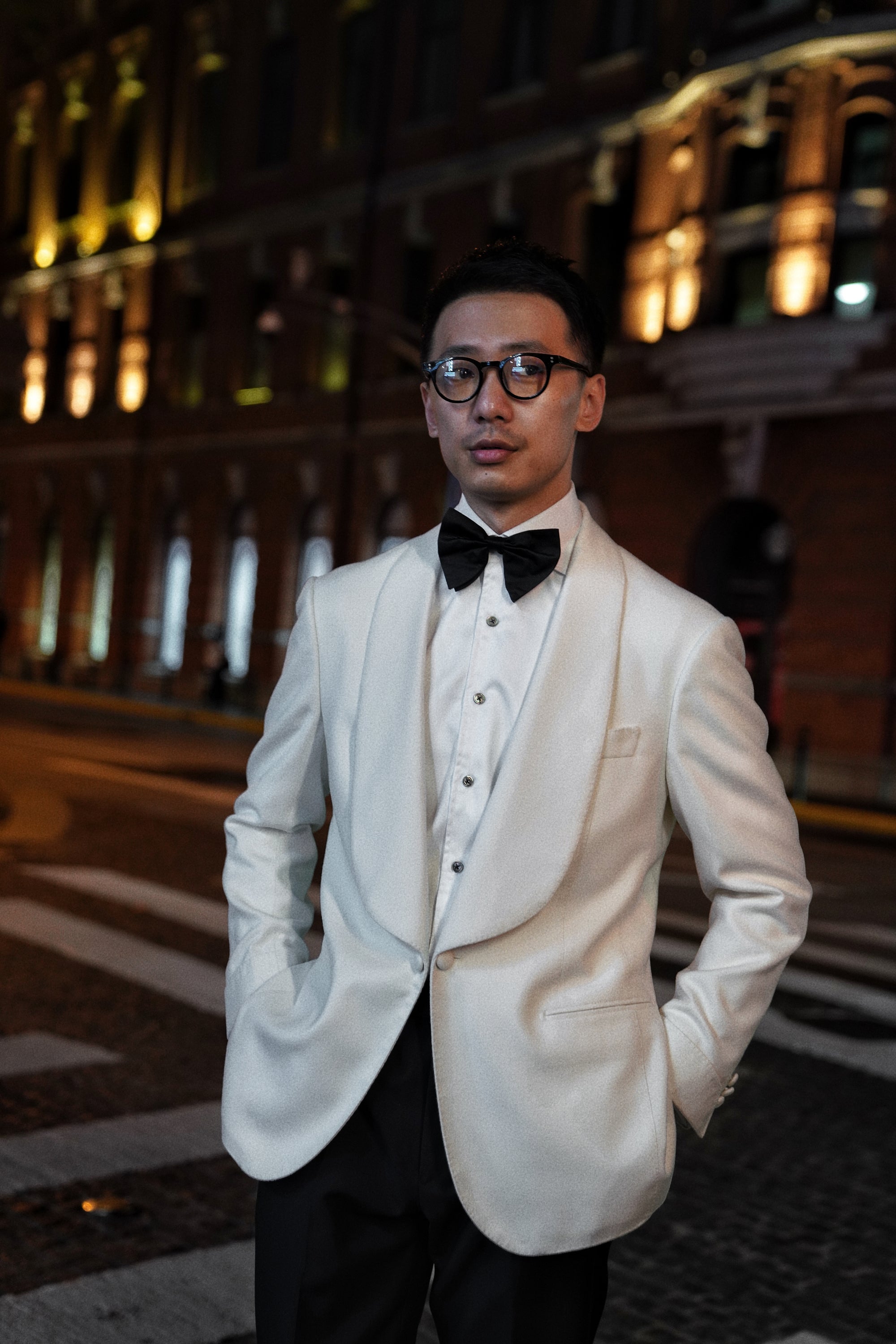 White Camel Silk Shawl Lapel Dinner Jacket #28