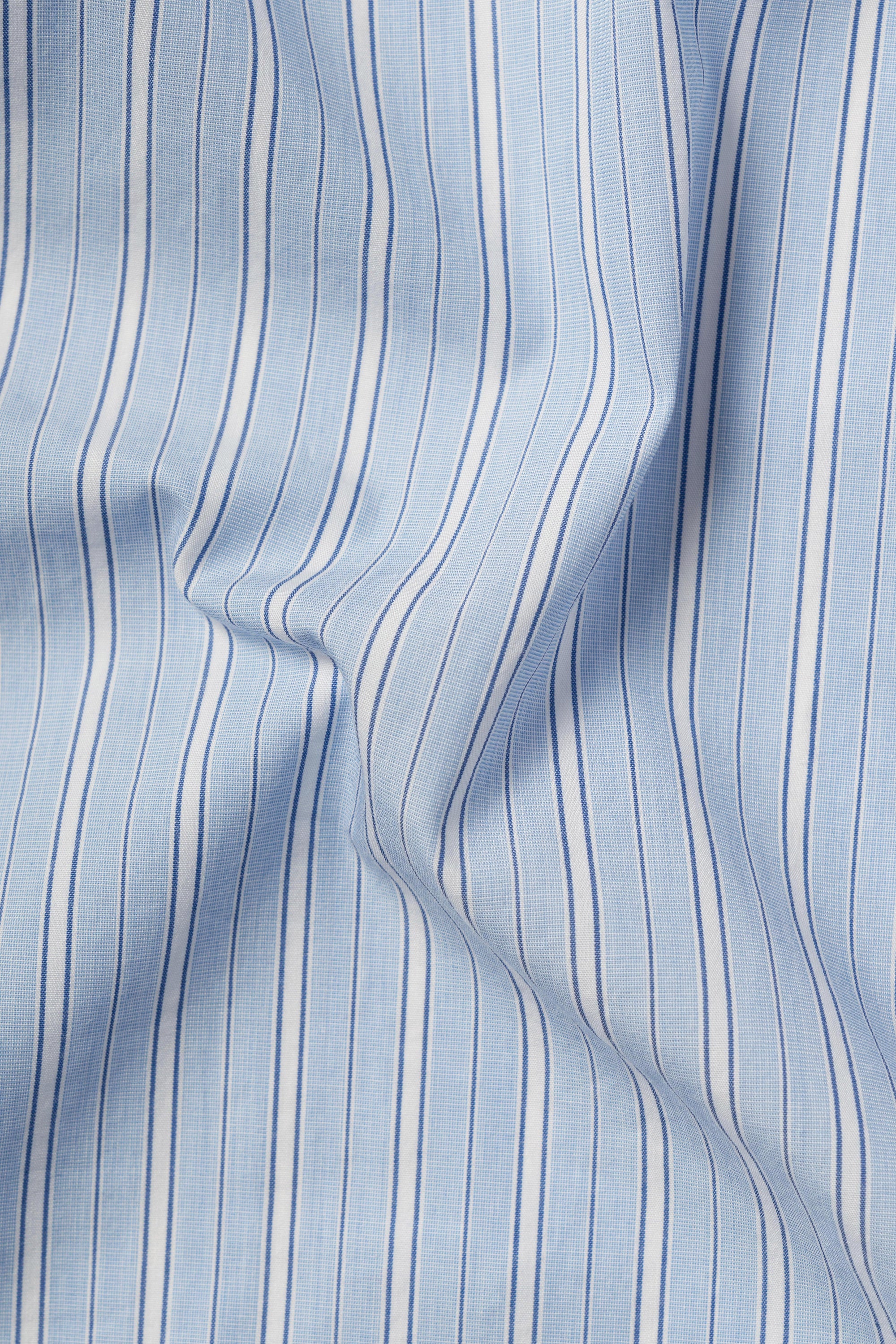 MTO Pale Blue White Stripe Cotton Shirt