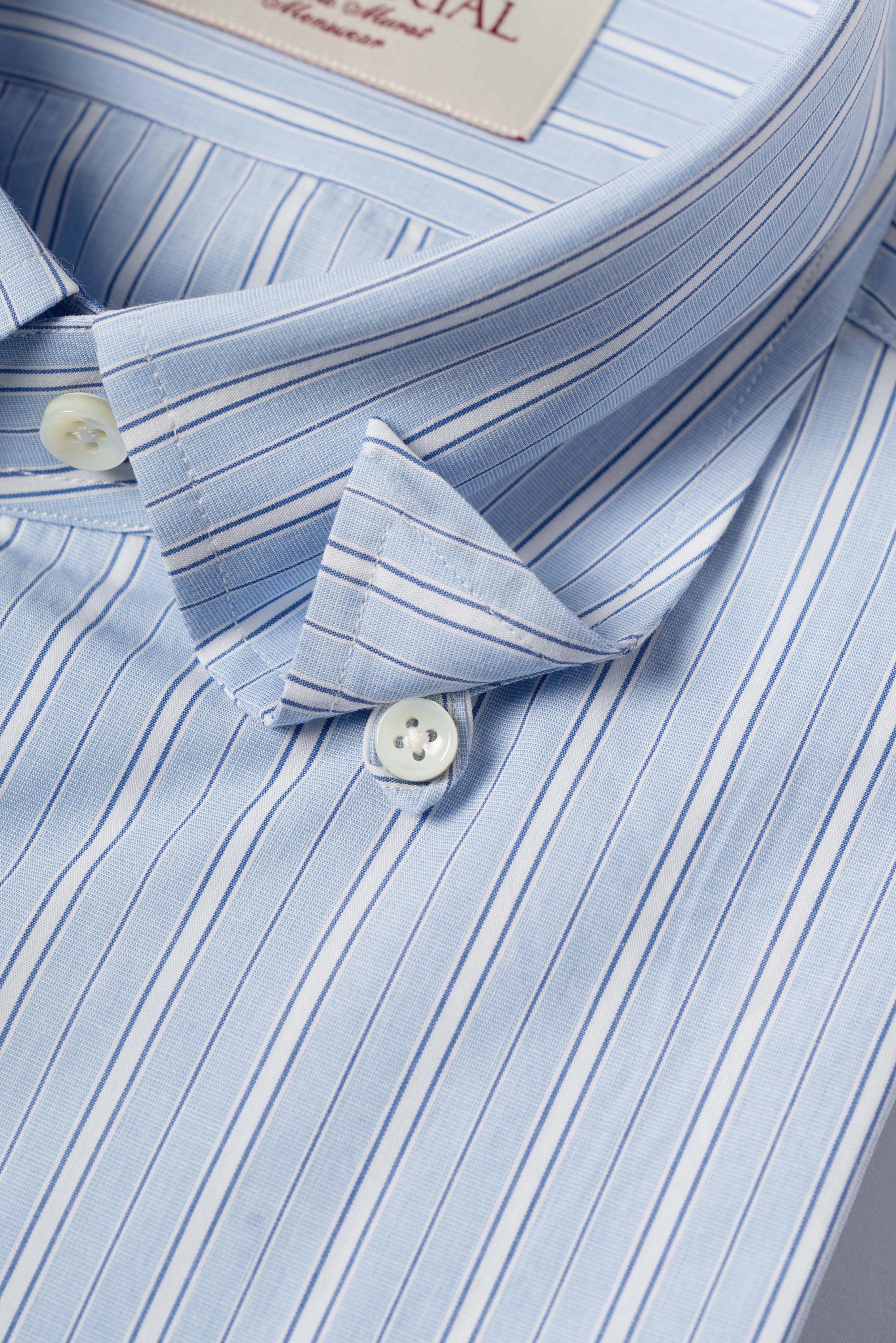 MTO Pale Blue White Stripe Cotton Shirt