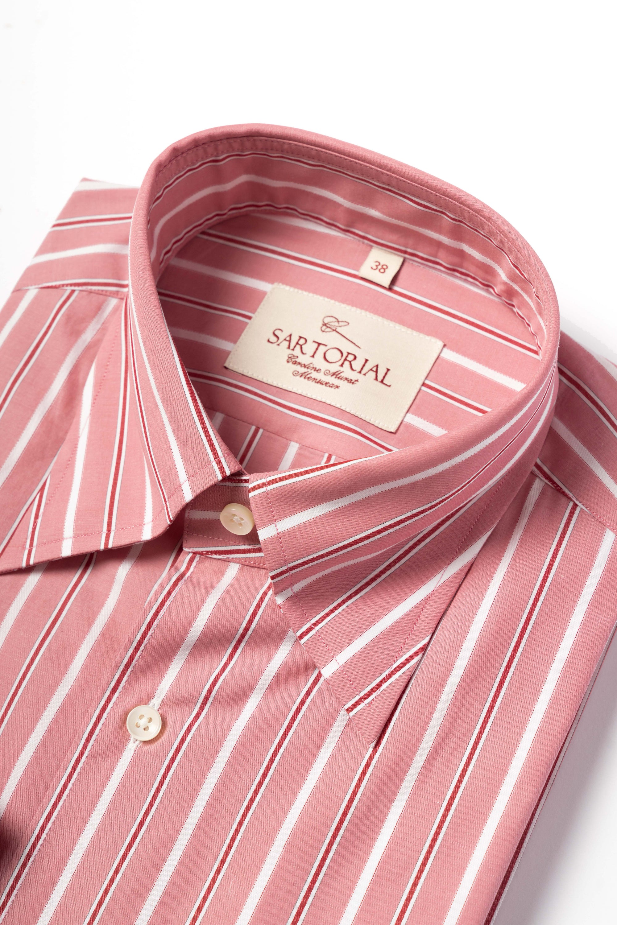 MTO Pink White Stripe Cotton Shirt