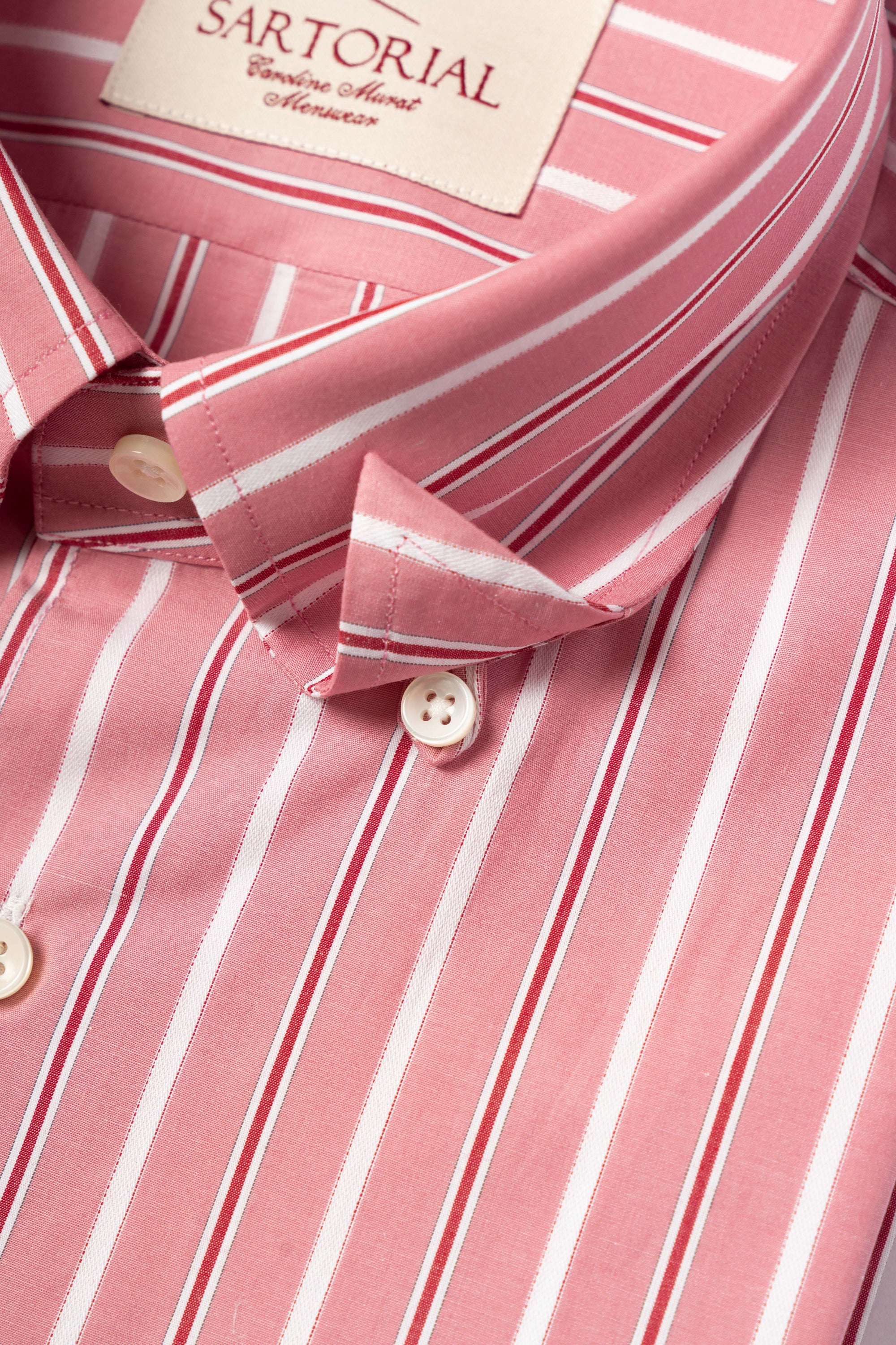 MTO Pink White Stripe Cotton Shirt