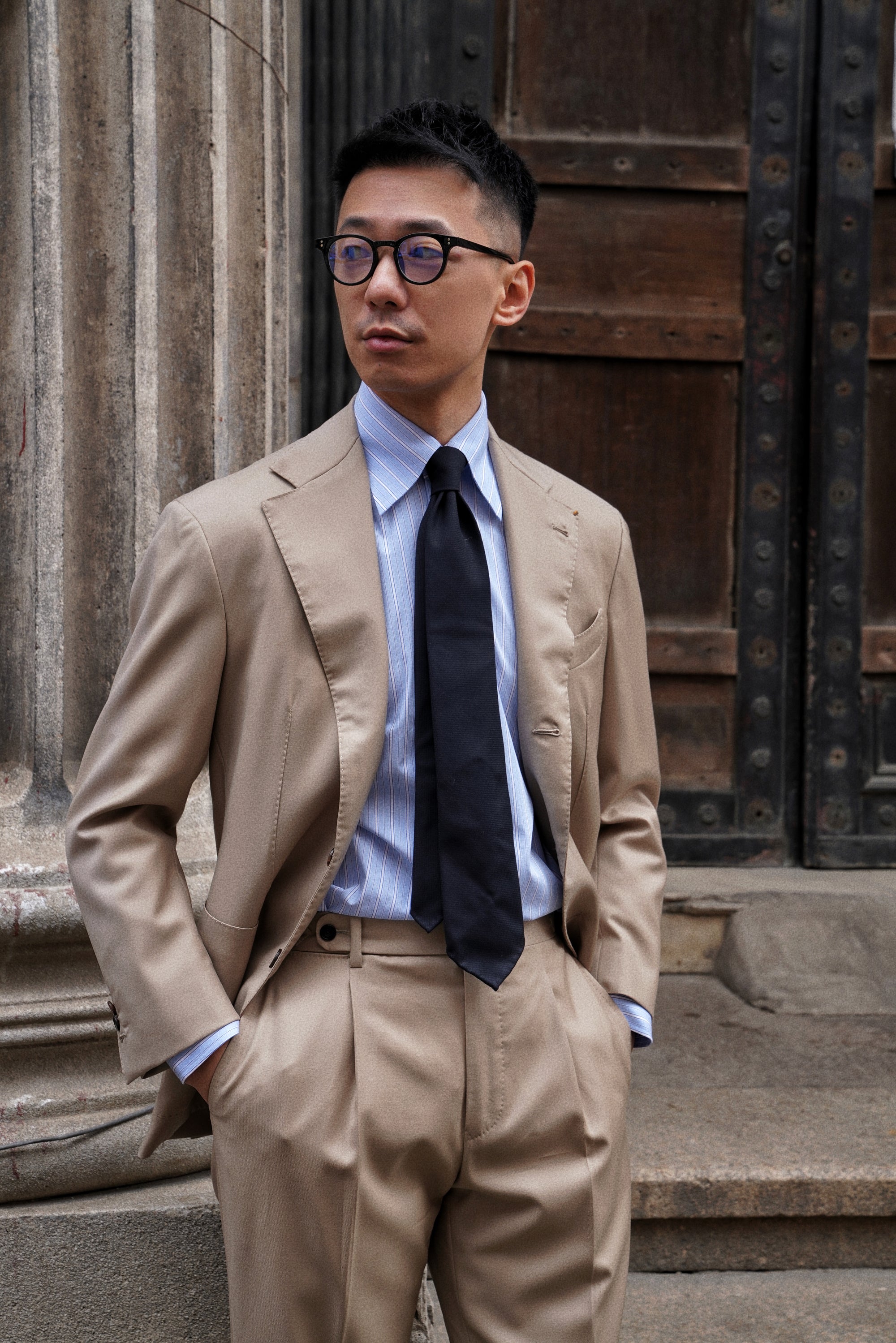 MTO Pale Blue White Stripe Cotton Shirt