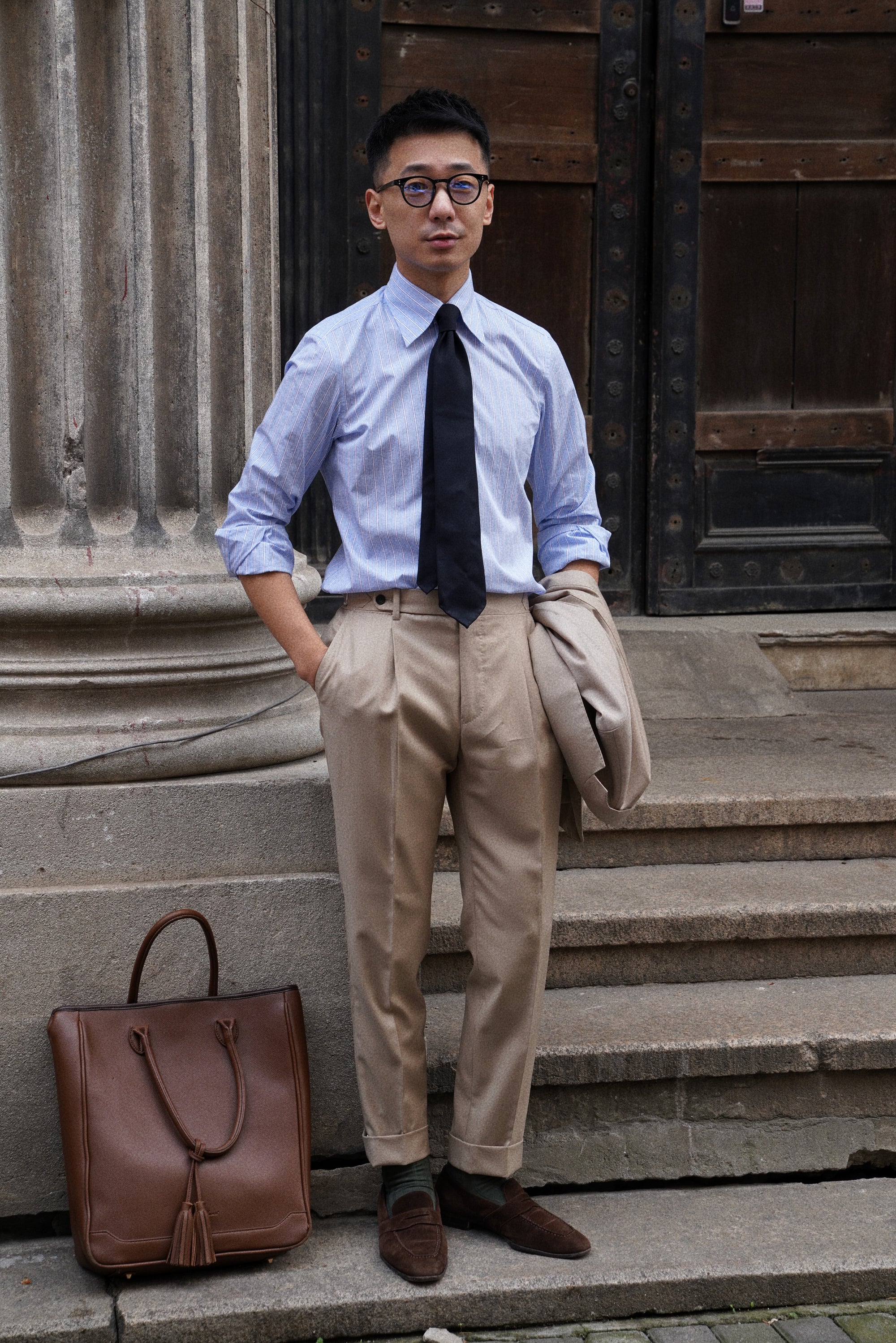 MTO Pale Blue White Stripe Cotton Shirt