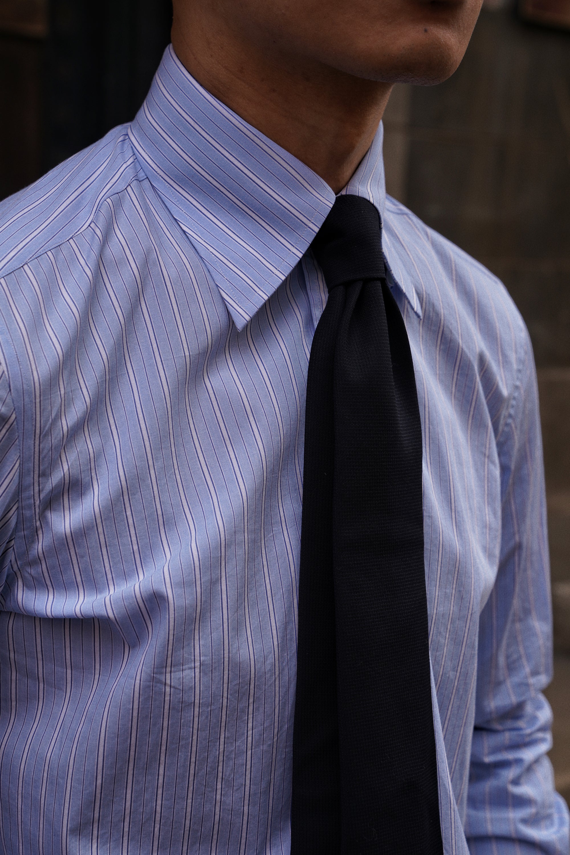 MTO Pale Blue White Stripe Cotton Shirt