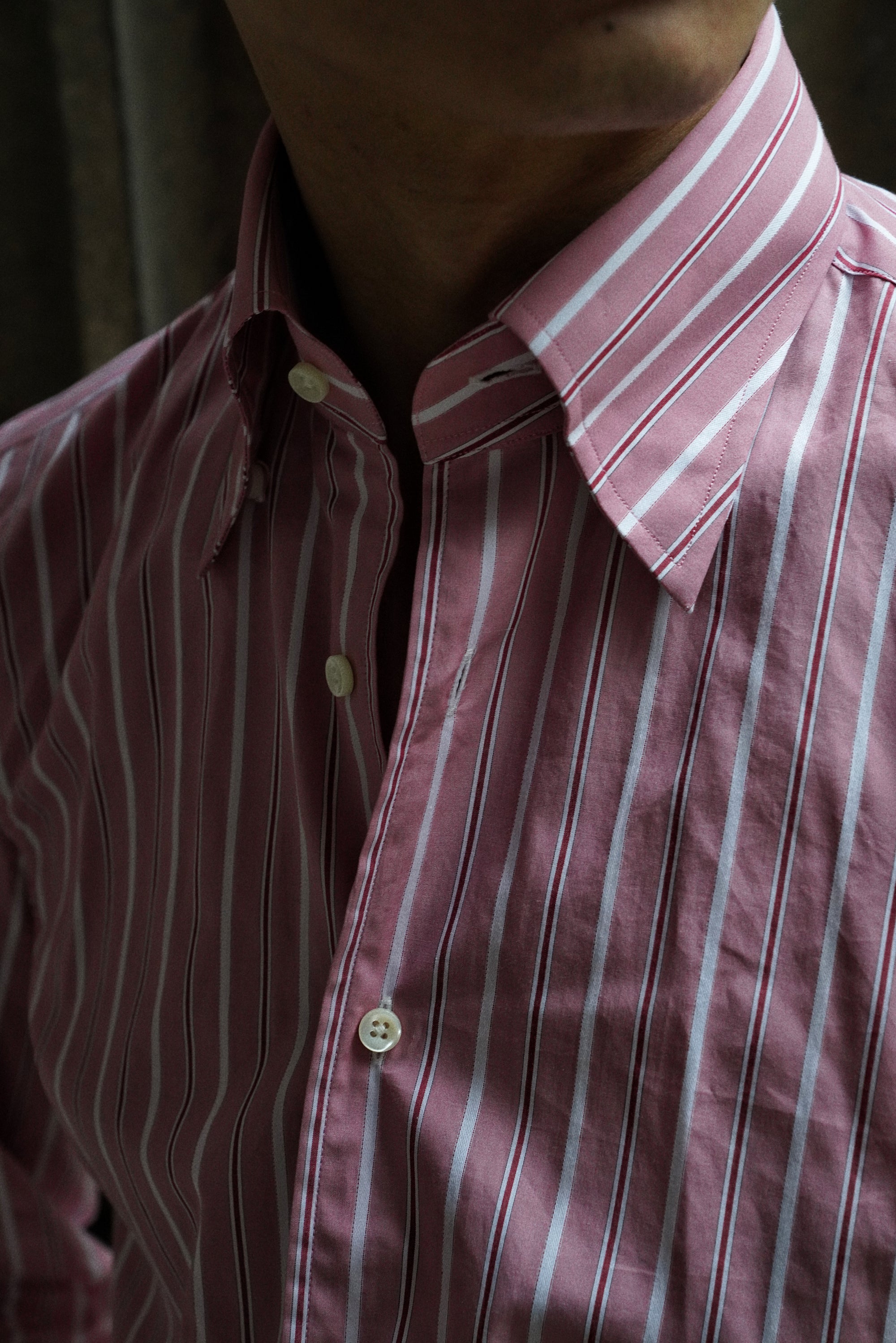 MTO Pink White Stripe Cotton Shirt