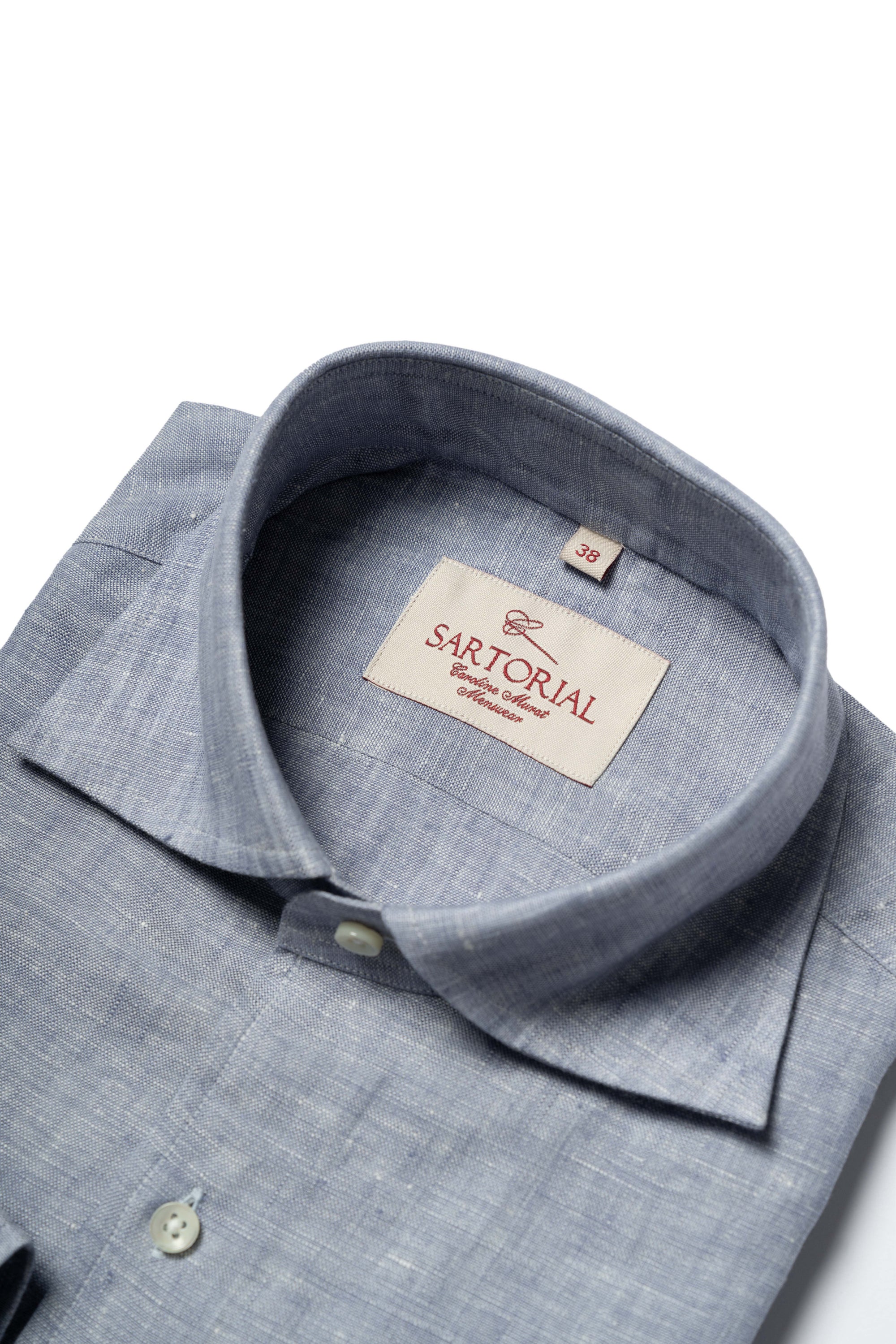 MTO Foggy Blue Linen Shirt