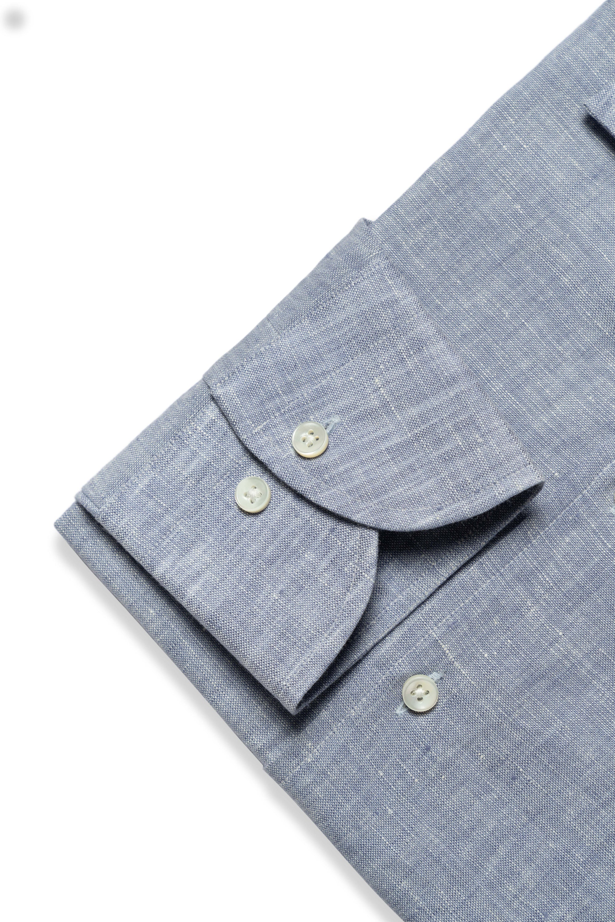 MTO Foggy Blue Linen Shirt