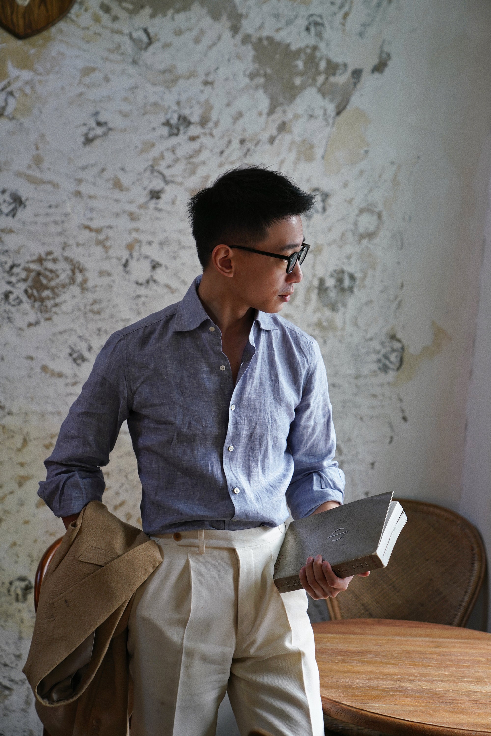MTO Foggy Blue Linen Shirt