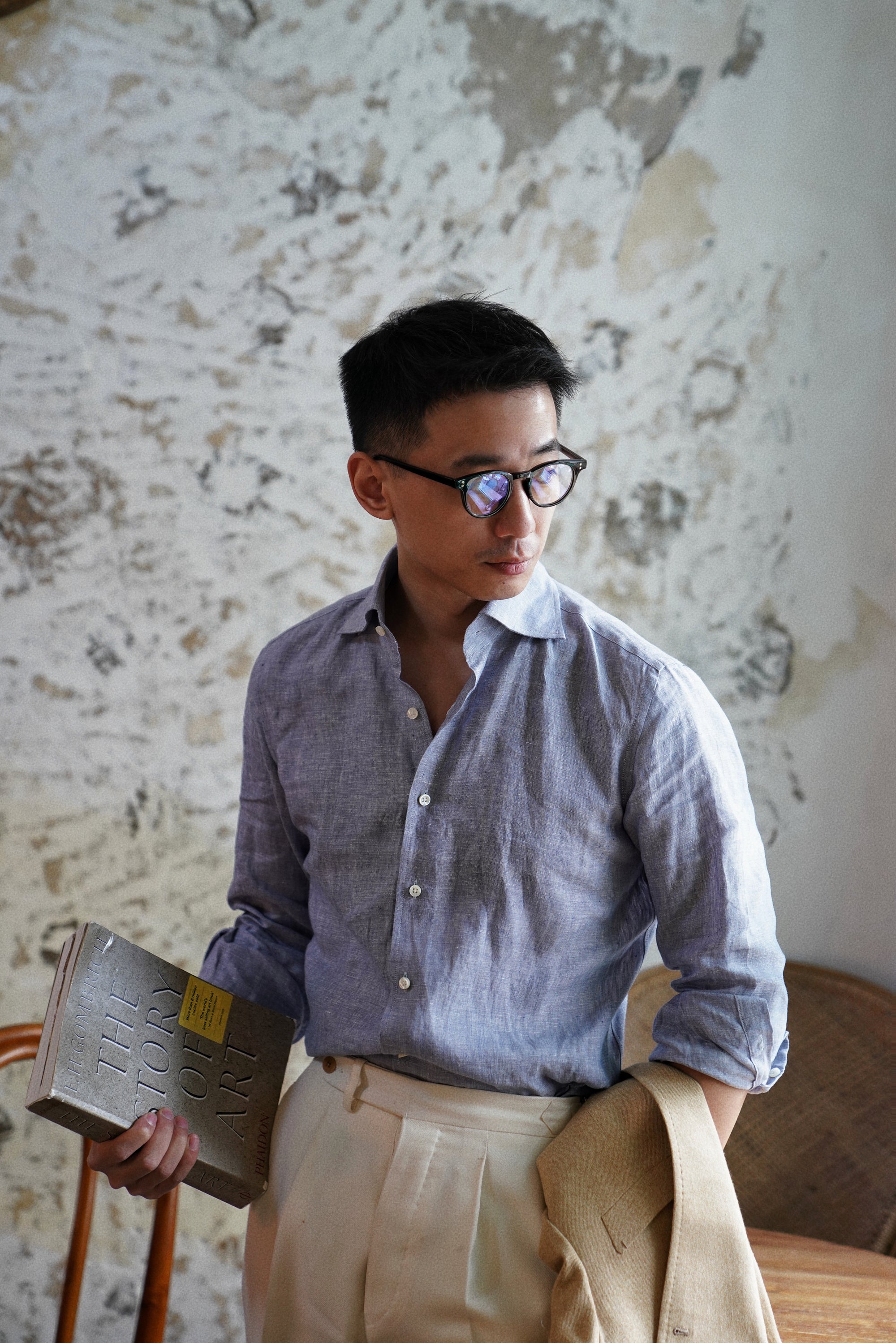 MTO Foggy Blue Linen Shirt