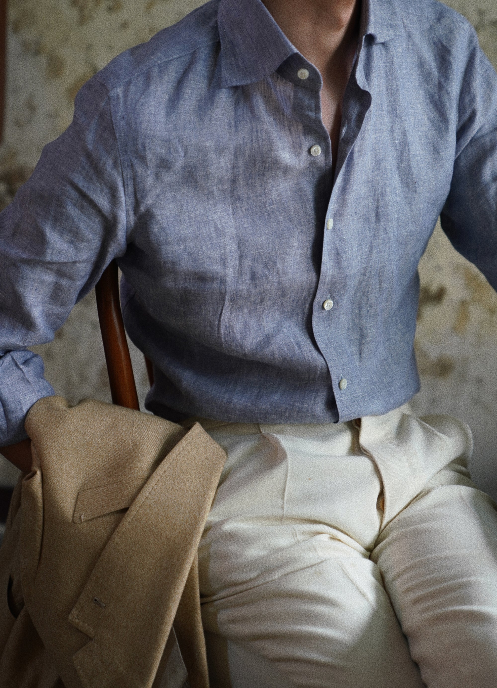 MTO Foggy Blue Linen Shirt