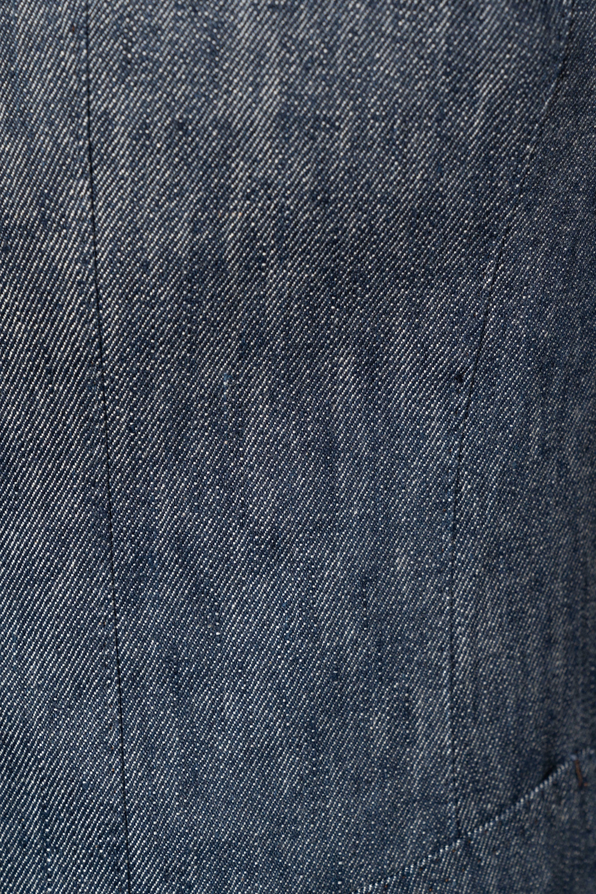 Indigo Wool Linen Blending Denim Suit #122