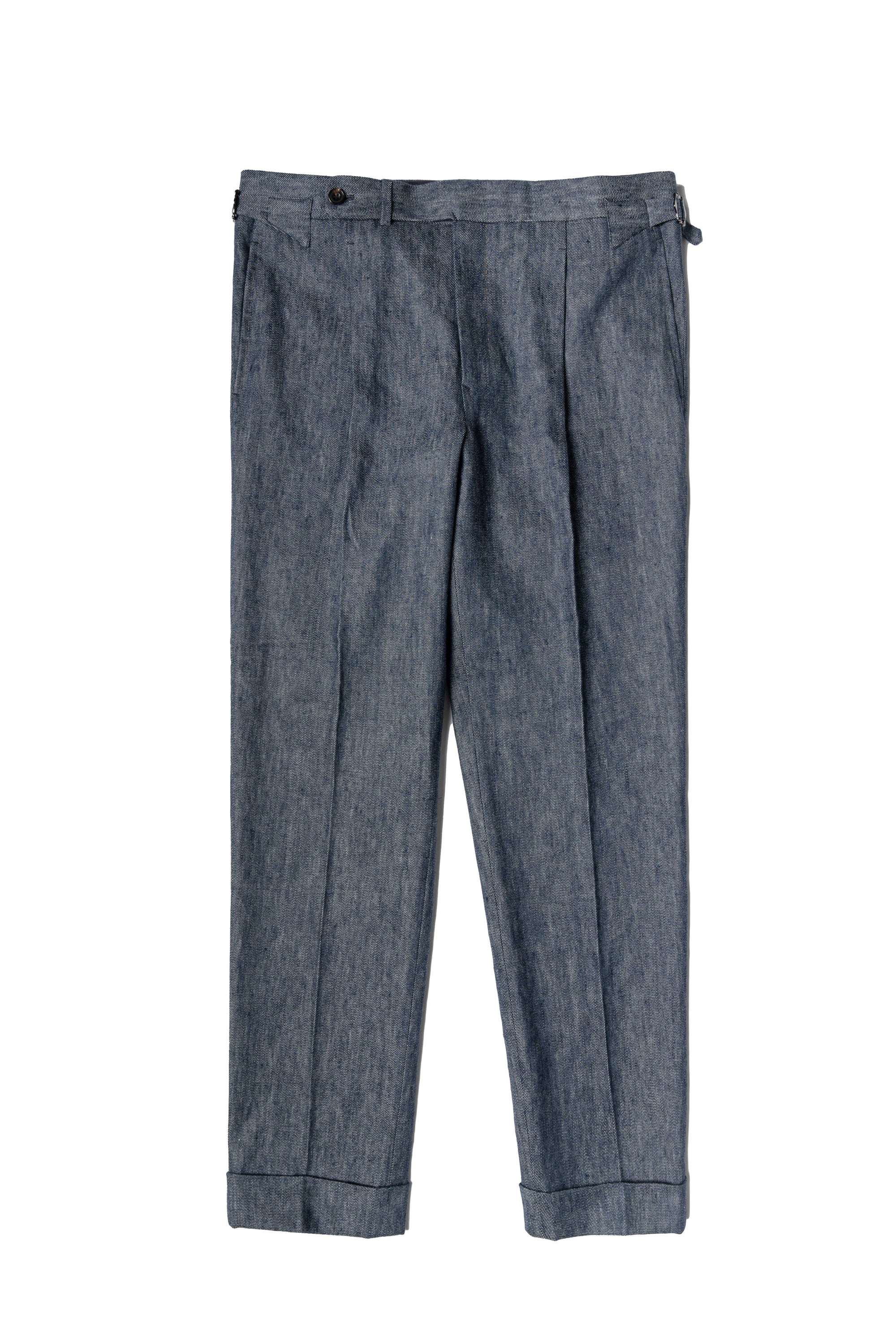 Indigo Wool Linen Blending Denim Suit #122