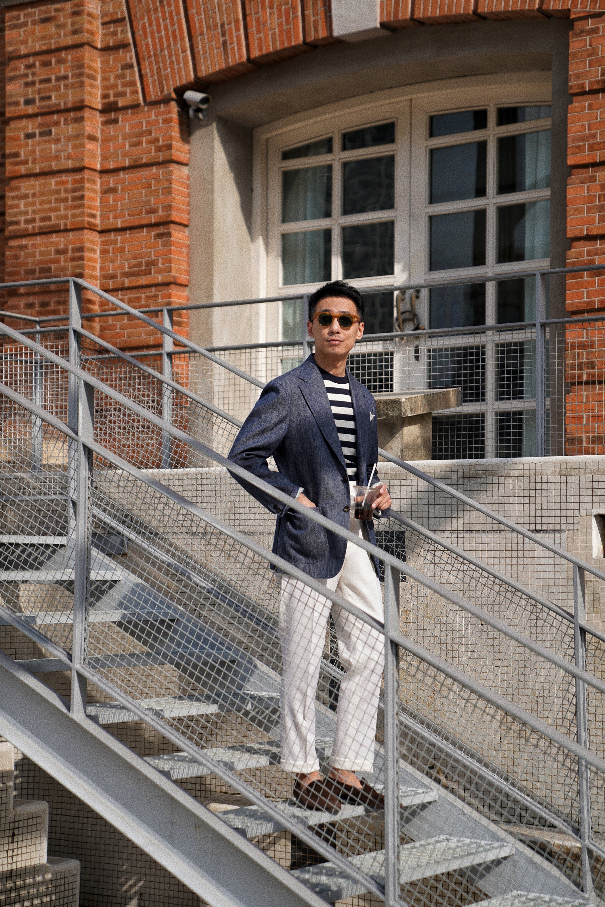 Indigo Wool Linen Blending Denim Suit #122