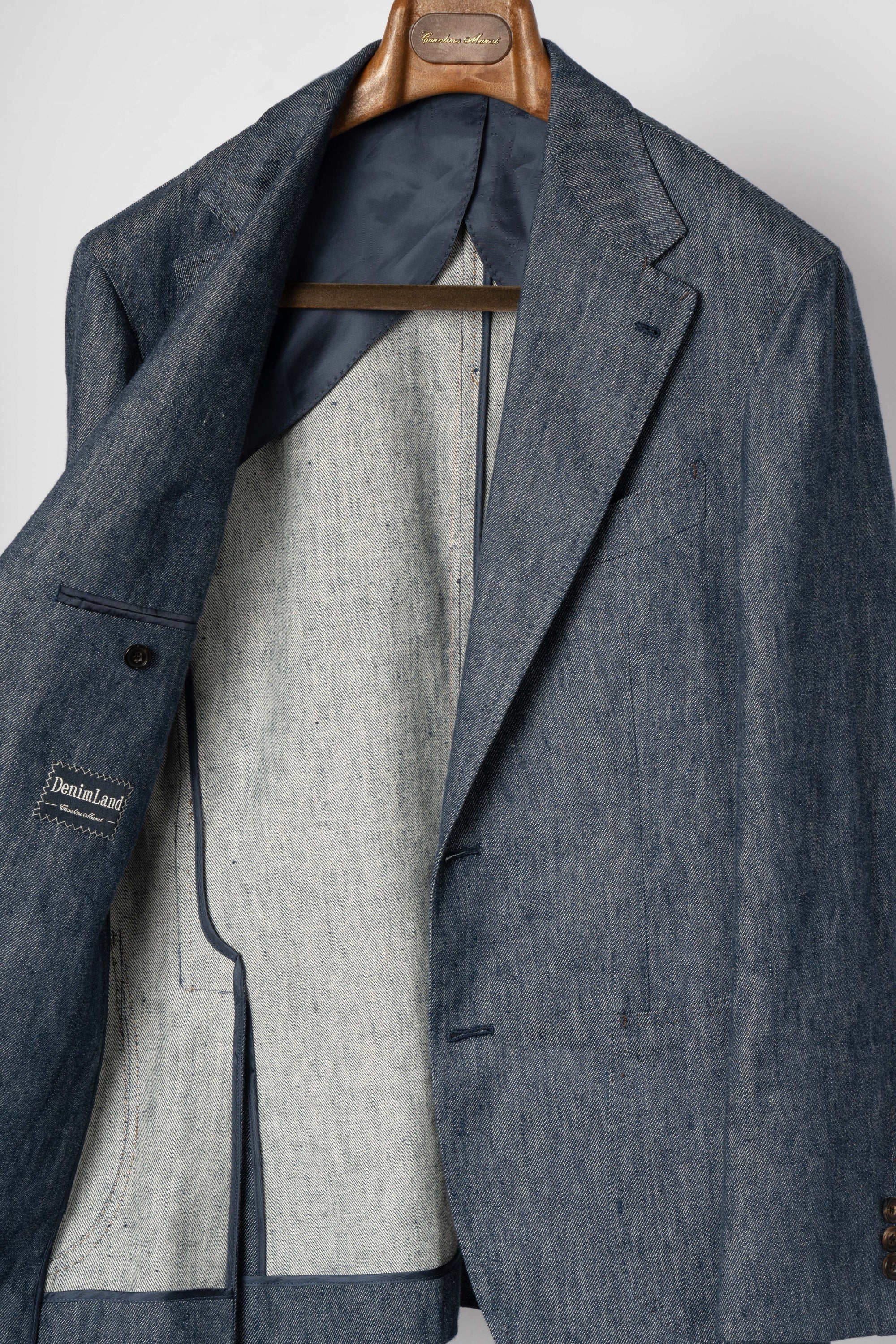 Indigo Wool Linen Blending Denim Suit #122