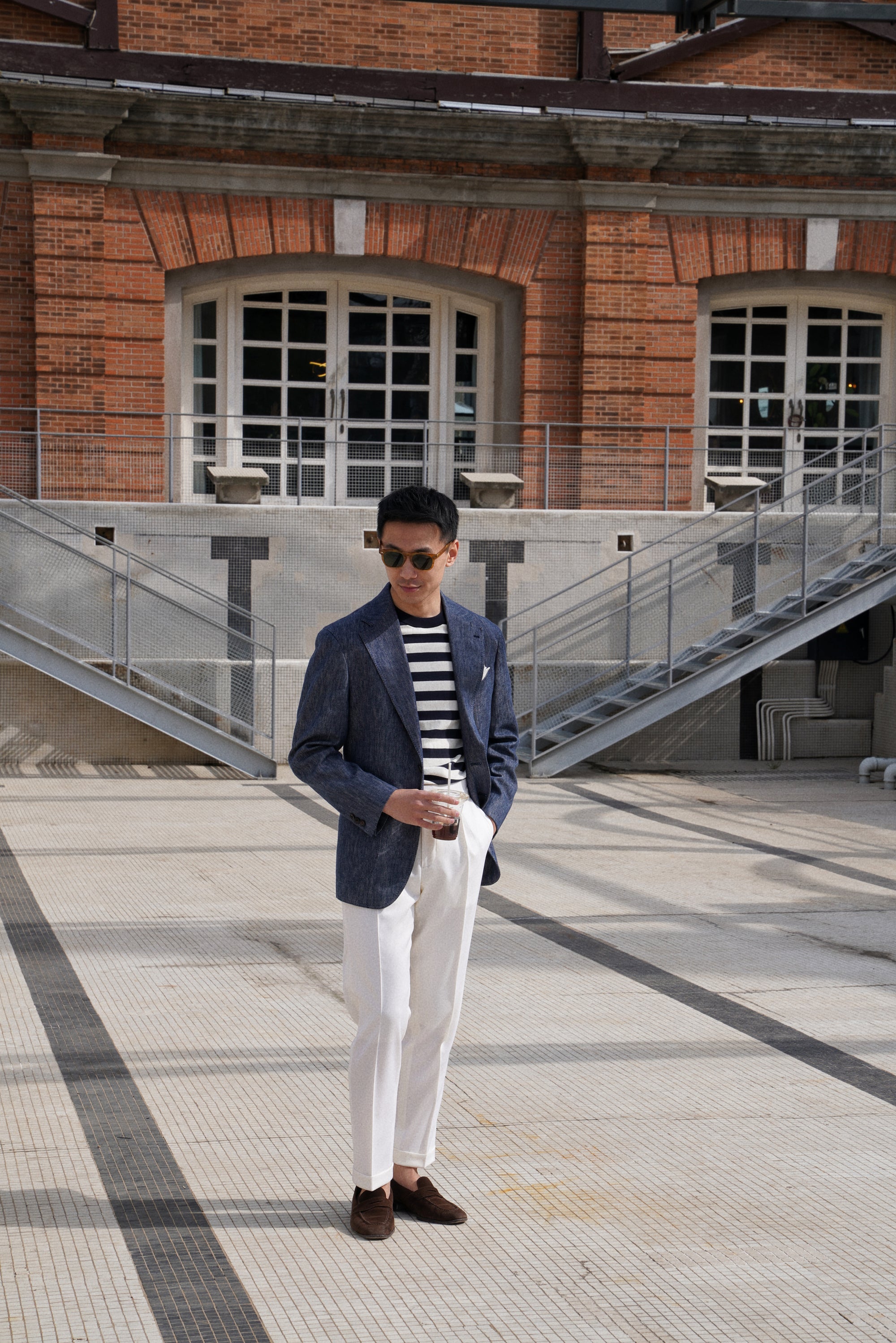 Indigo Wool Linen Blending Denim Suit #122