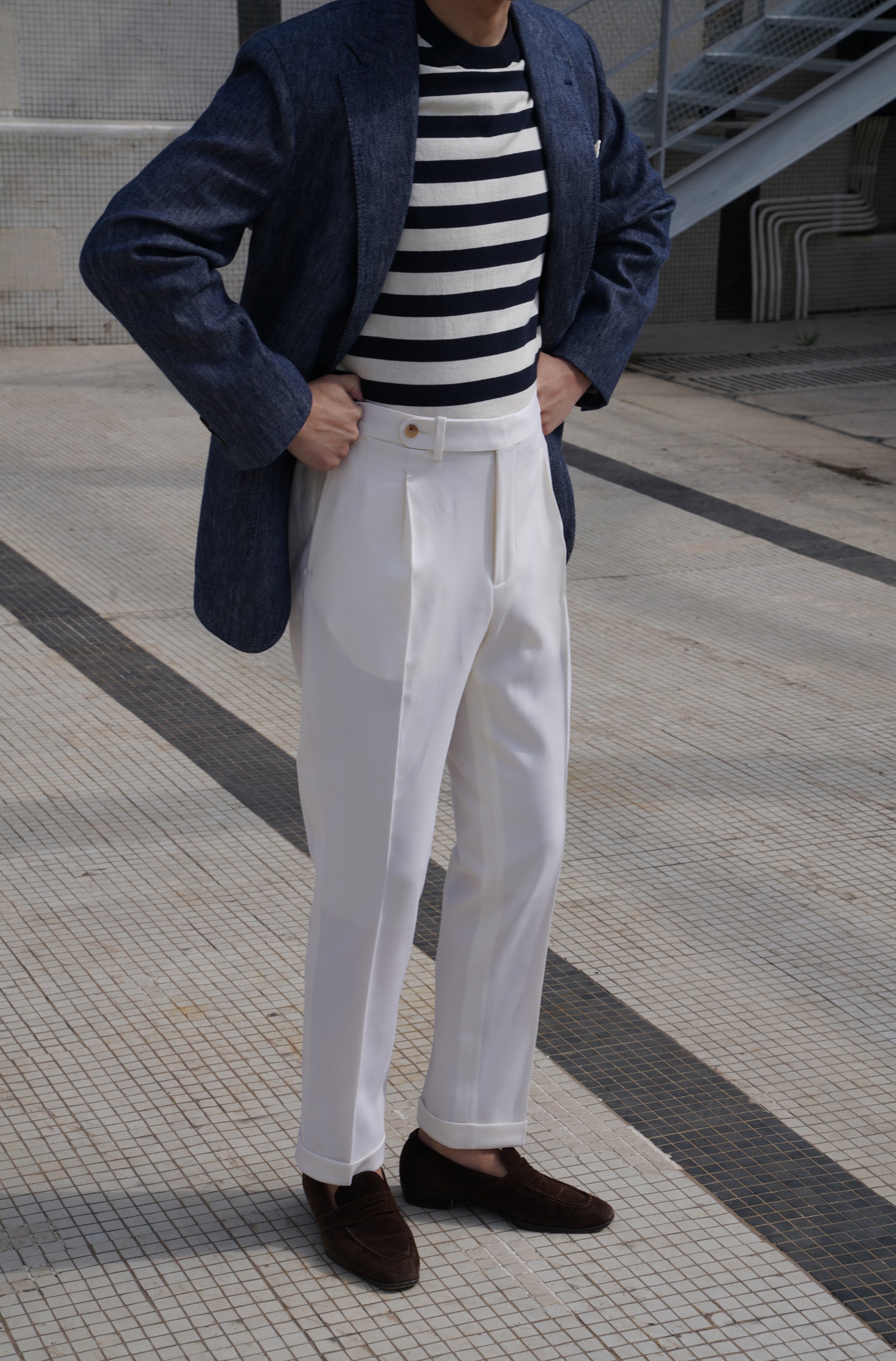 Off White Wool Trousers