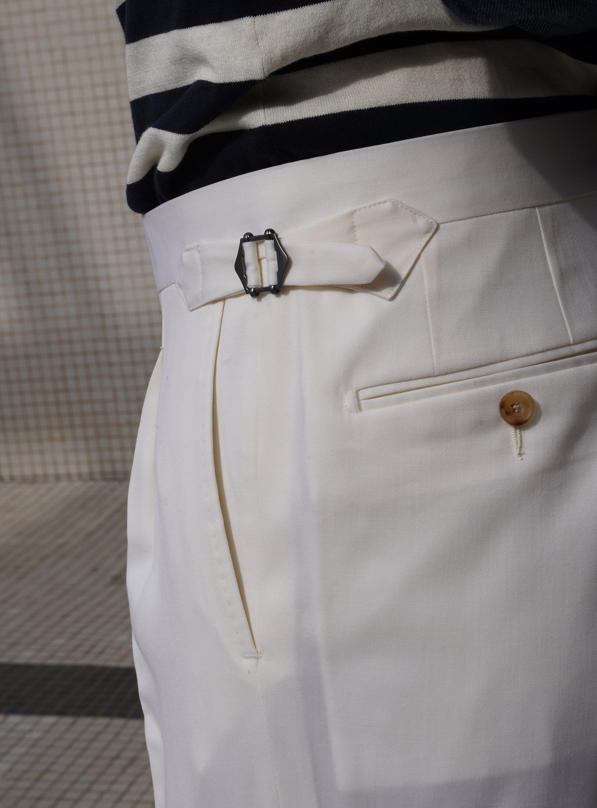 Off White Wool Trousers