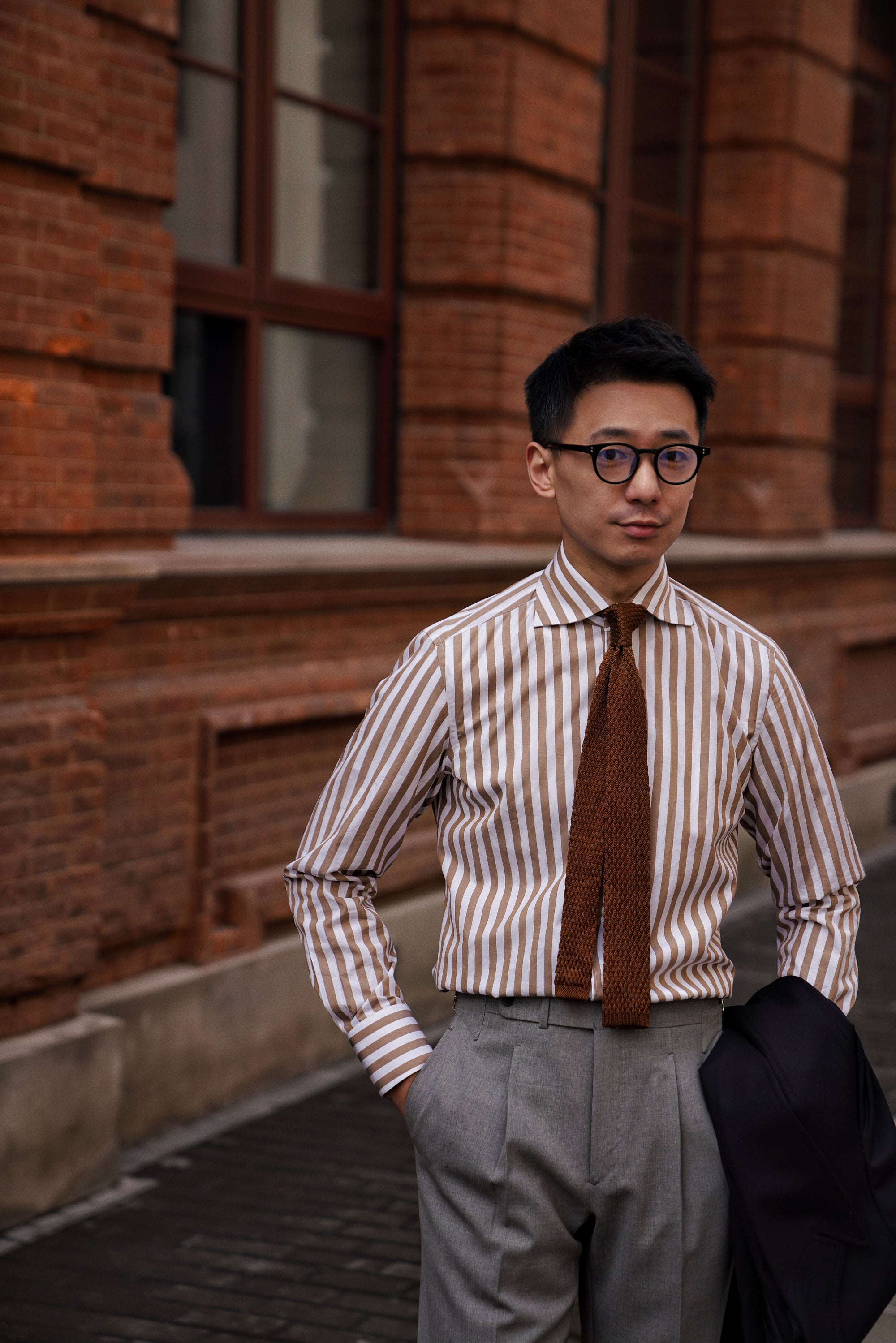 MTO Khaki Stripe Cotton Shirt