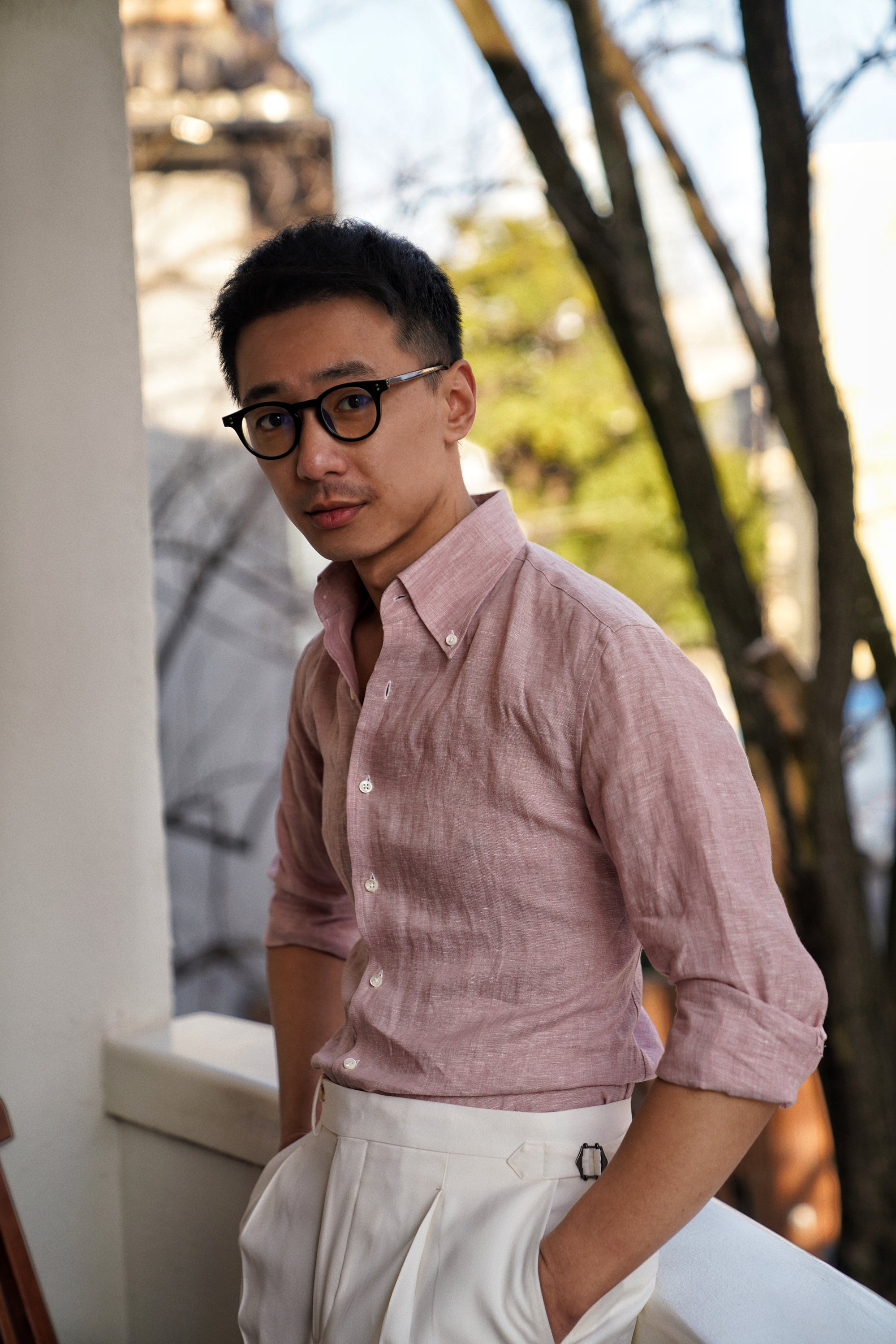 MTO Pink Linen Shirt