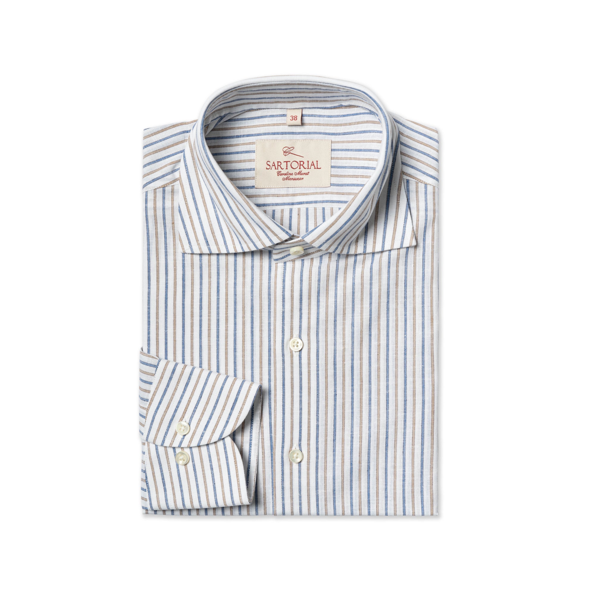 MTO Blue and Brown Stripe Cotton Shirt