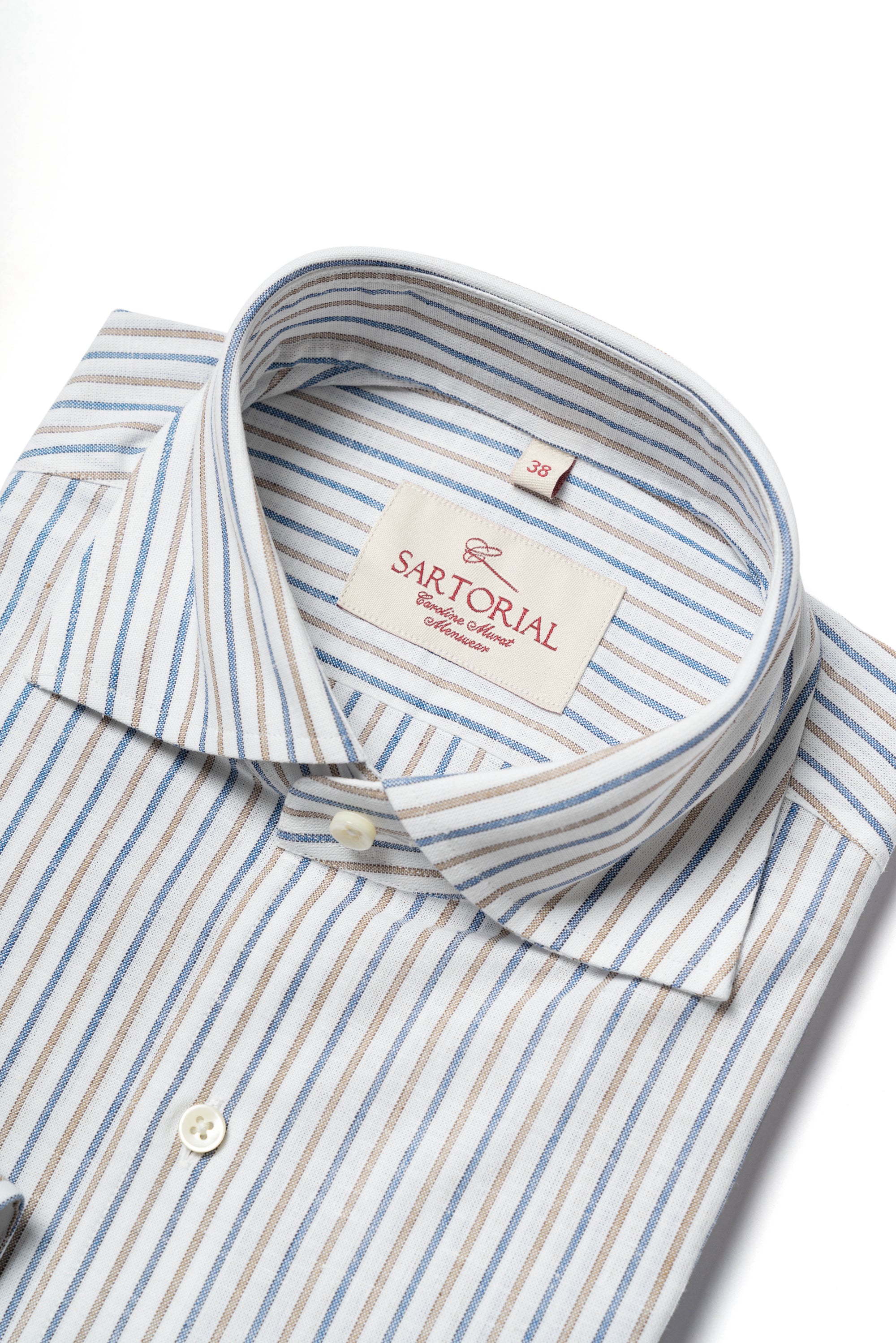 MTO Blue and Brown Stripe Cotton Shirt
