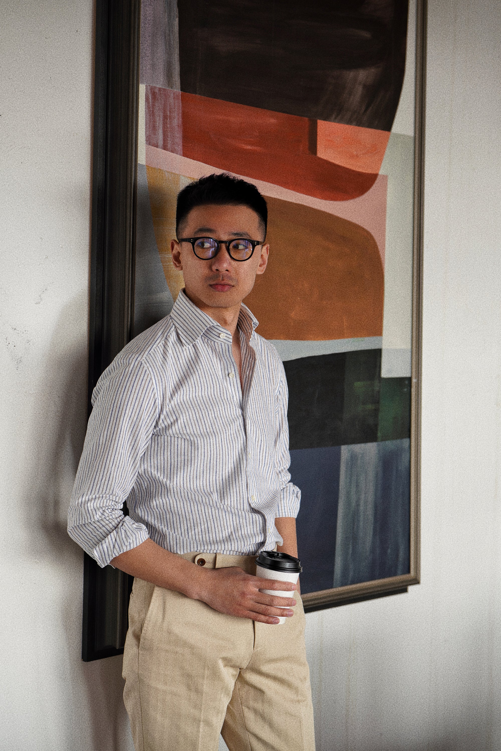 MTO Blue and Brown Stripe Cotton Shirt
