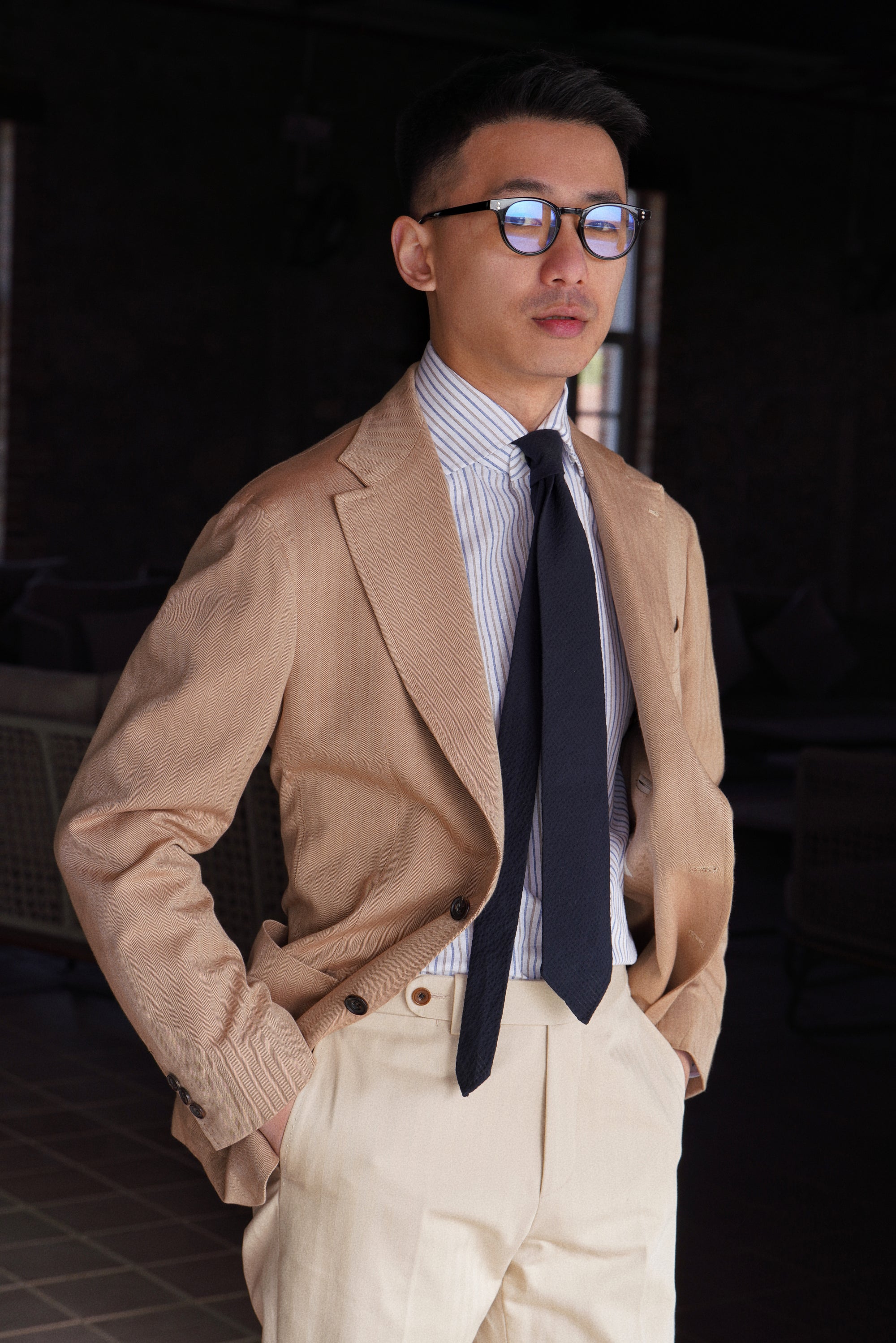 MTO Blue and Brown Stripe Cotton Shirt