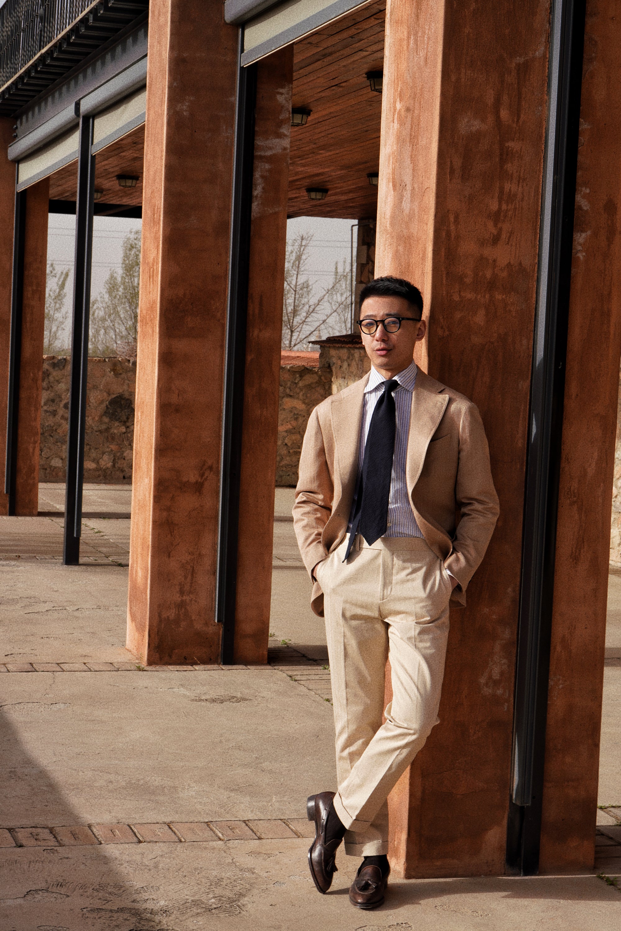 MTO Blue and Brown Stripe Cotton Shirt