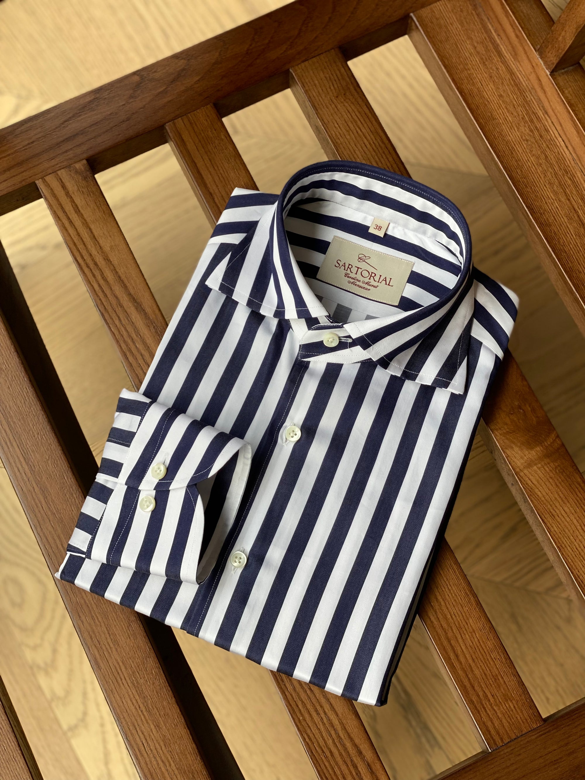 MTO Navy Stripe Cotton Shirt