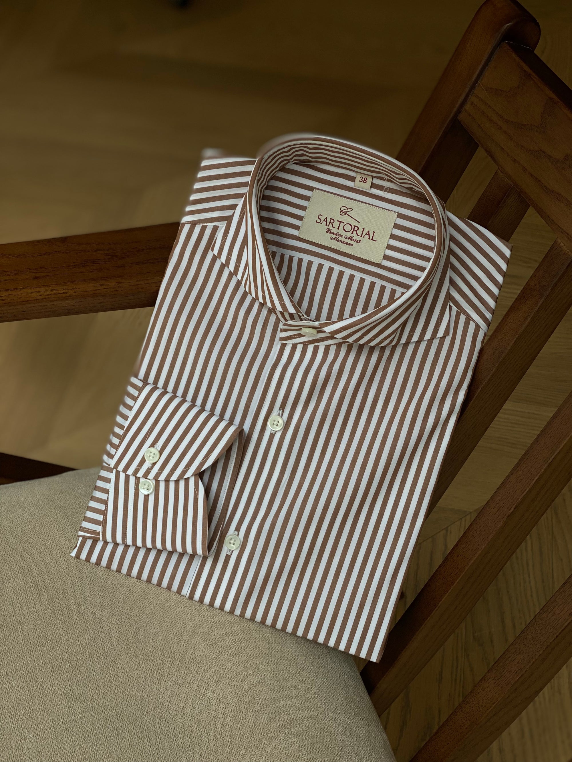 MTO Brown Stripe Cotton Shirt