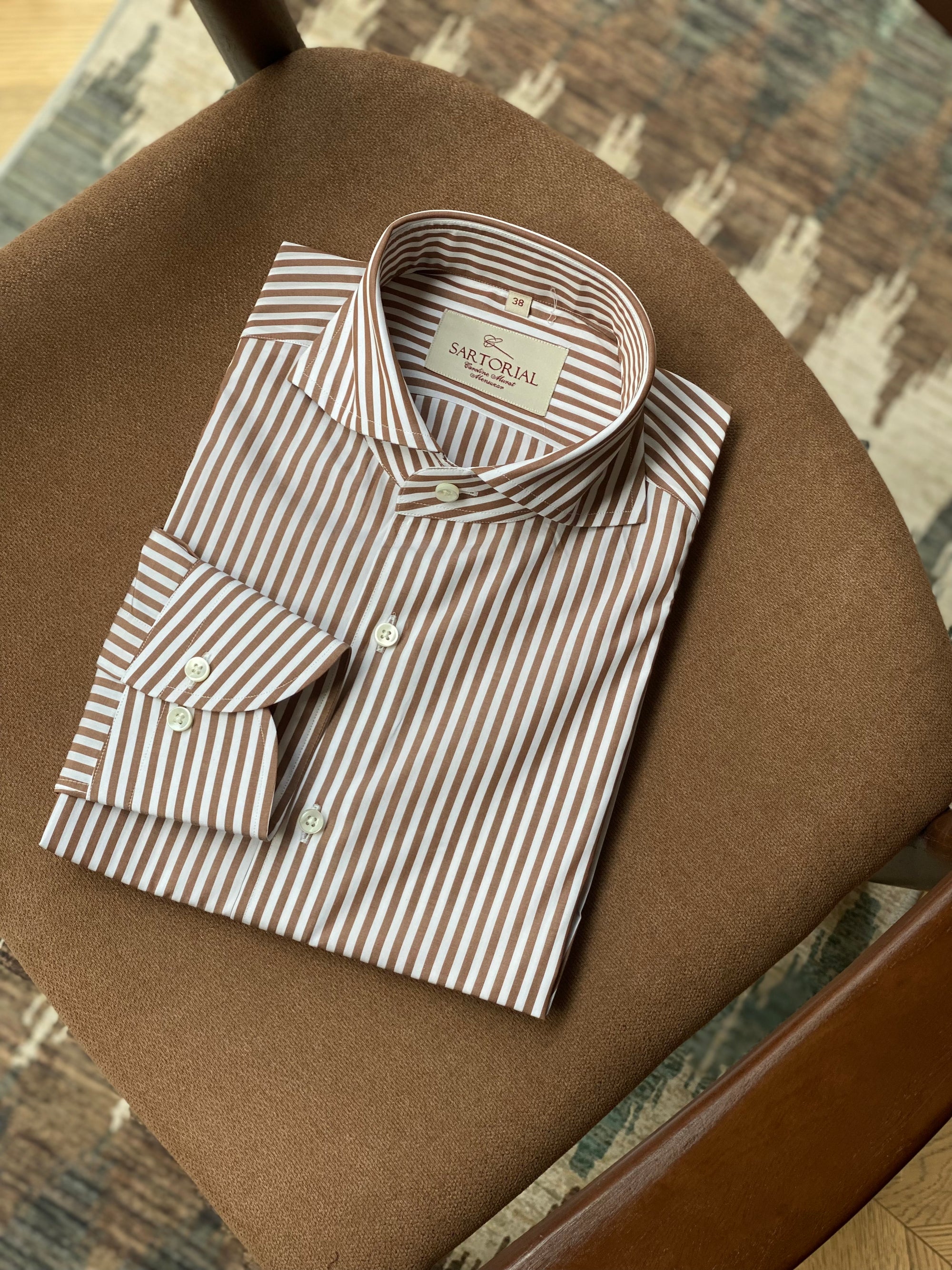 MTO Brown Stripe Cotton Shirt