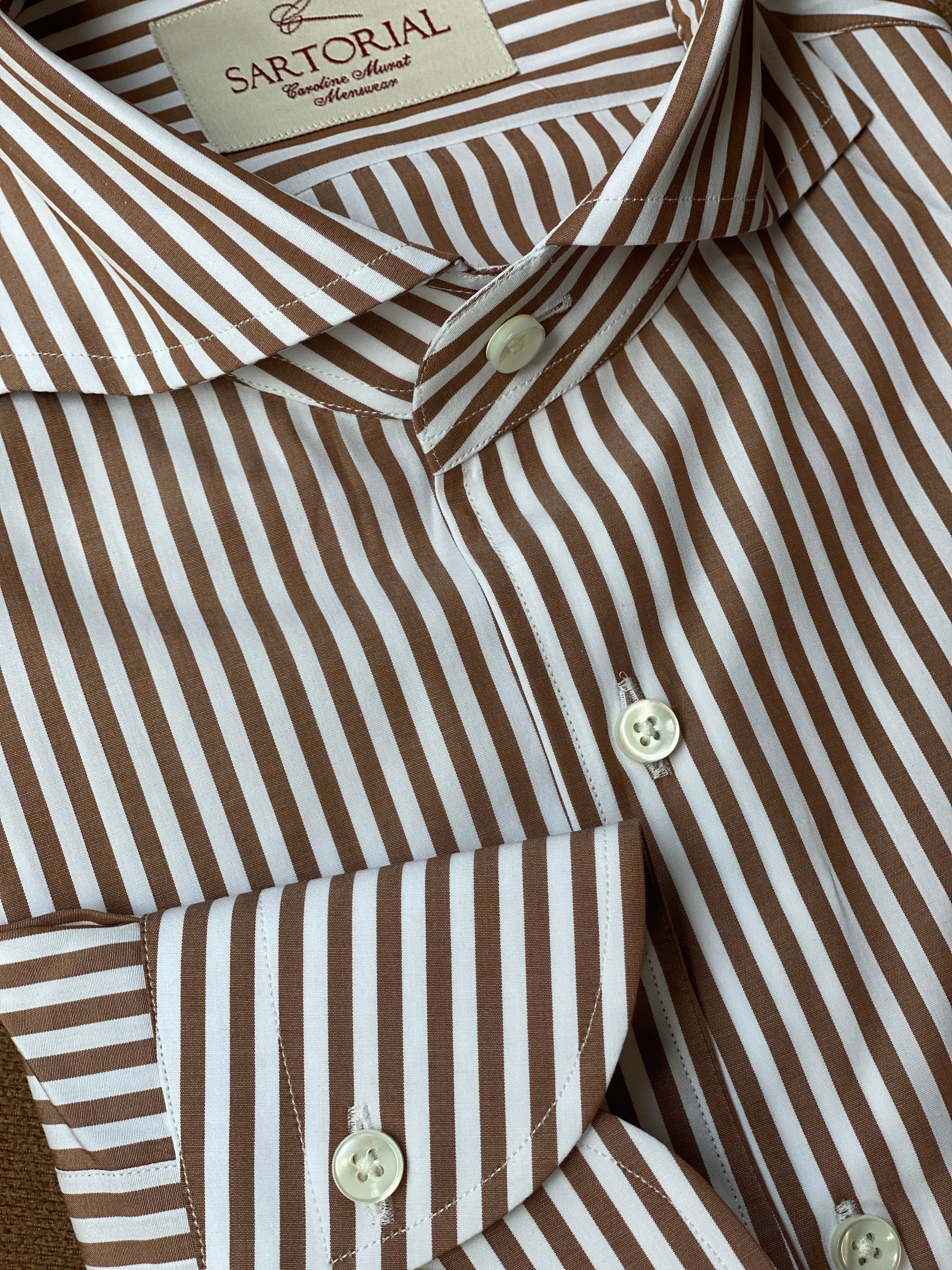 MTO Brown Stripe Cotton Shirt
