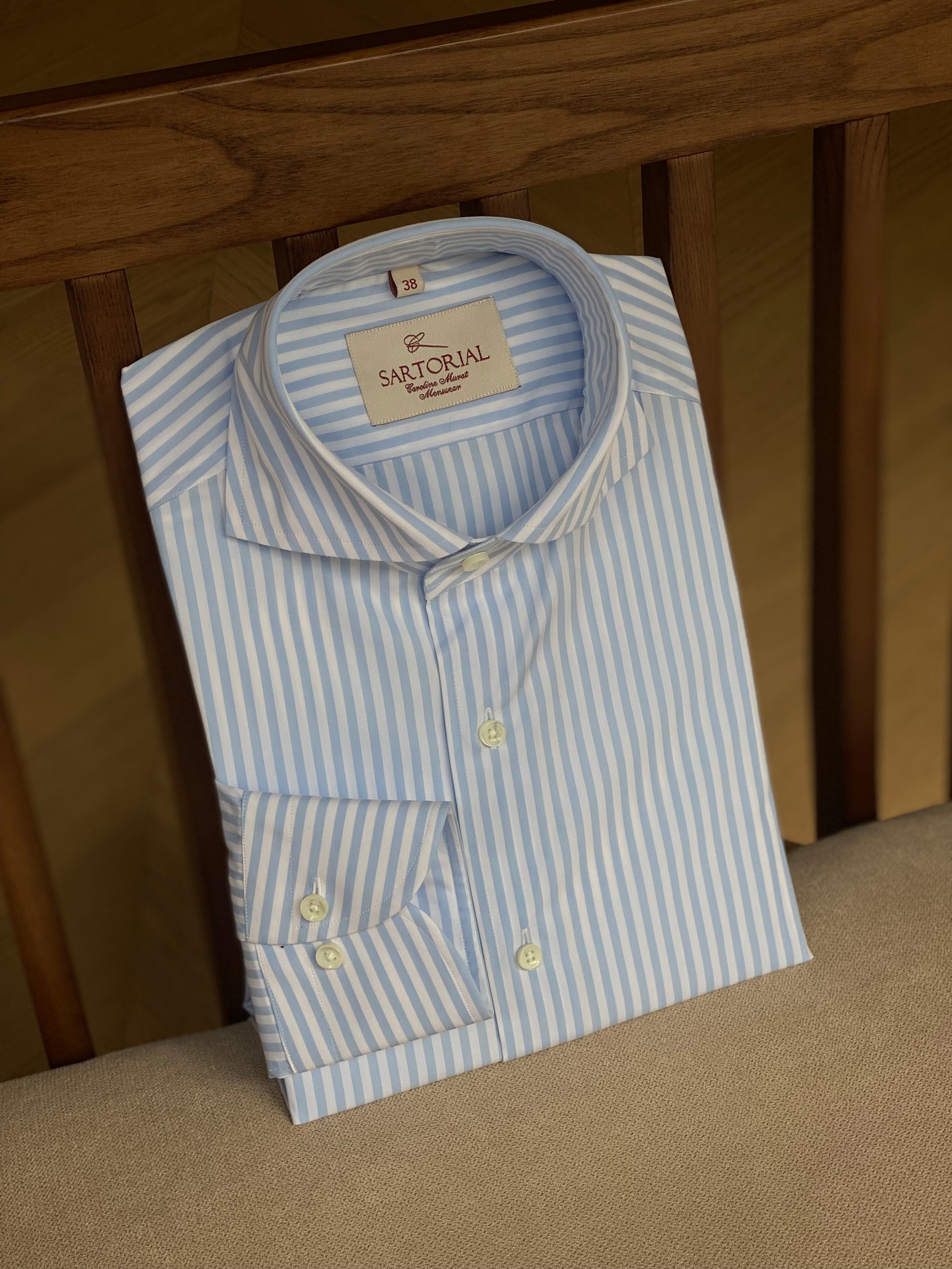 MTO Pale Blue Stripe Cotton Shirt