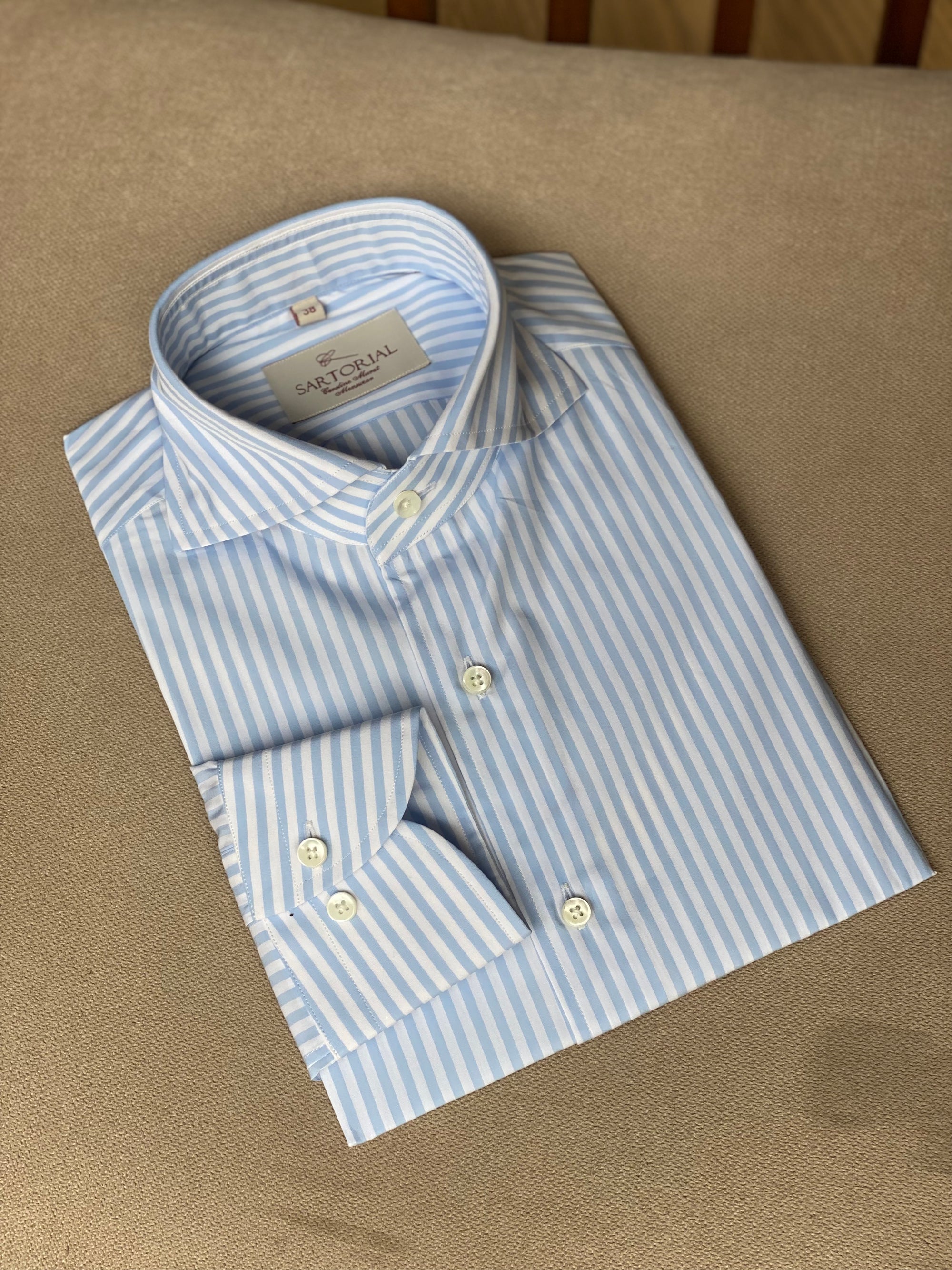 MTO Pale Blue Stripe Cotton Shirt