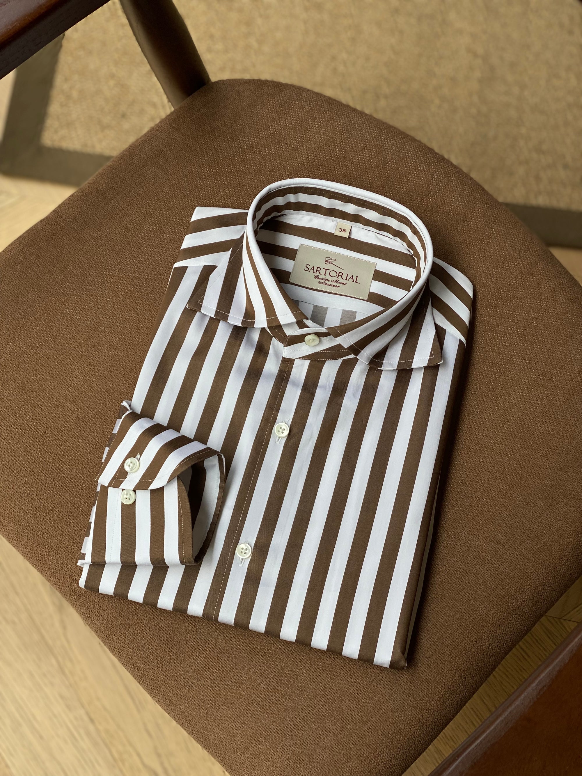 MTO Brown Stripe Cotton Shirt