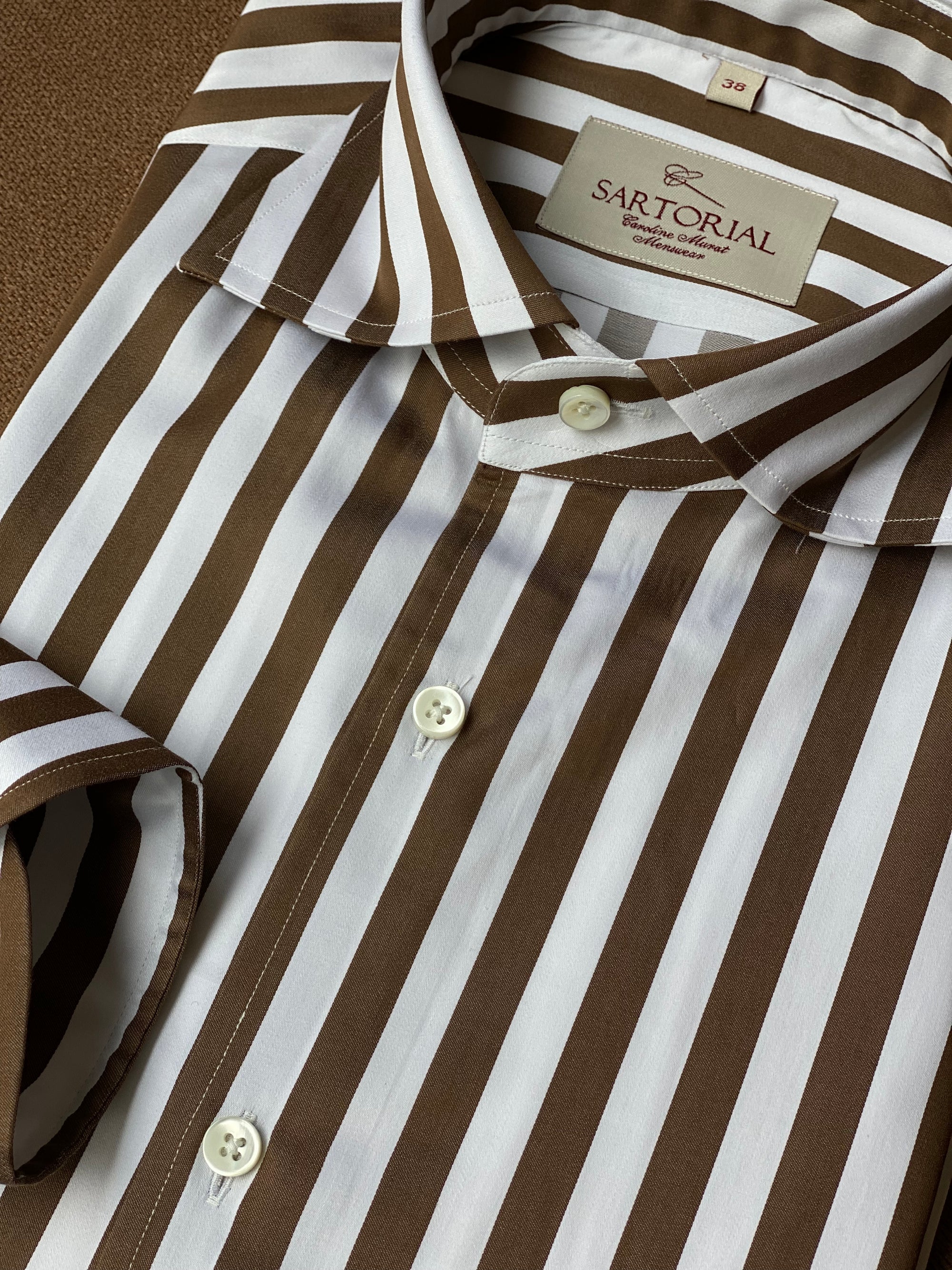 MTO Brown Stripe Cotton Shirt