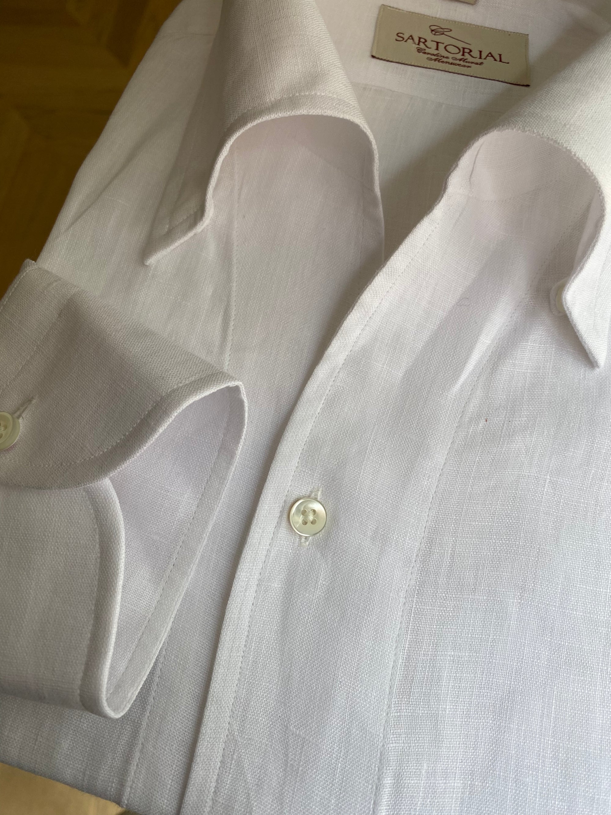 MTO Off White One Piece Collar Linen Shirt