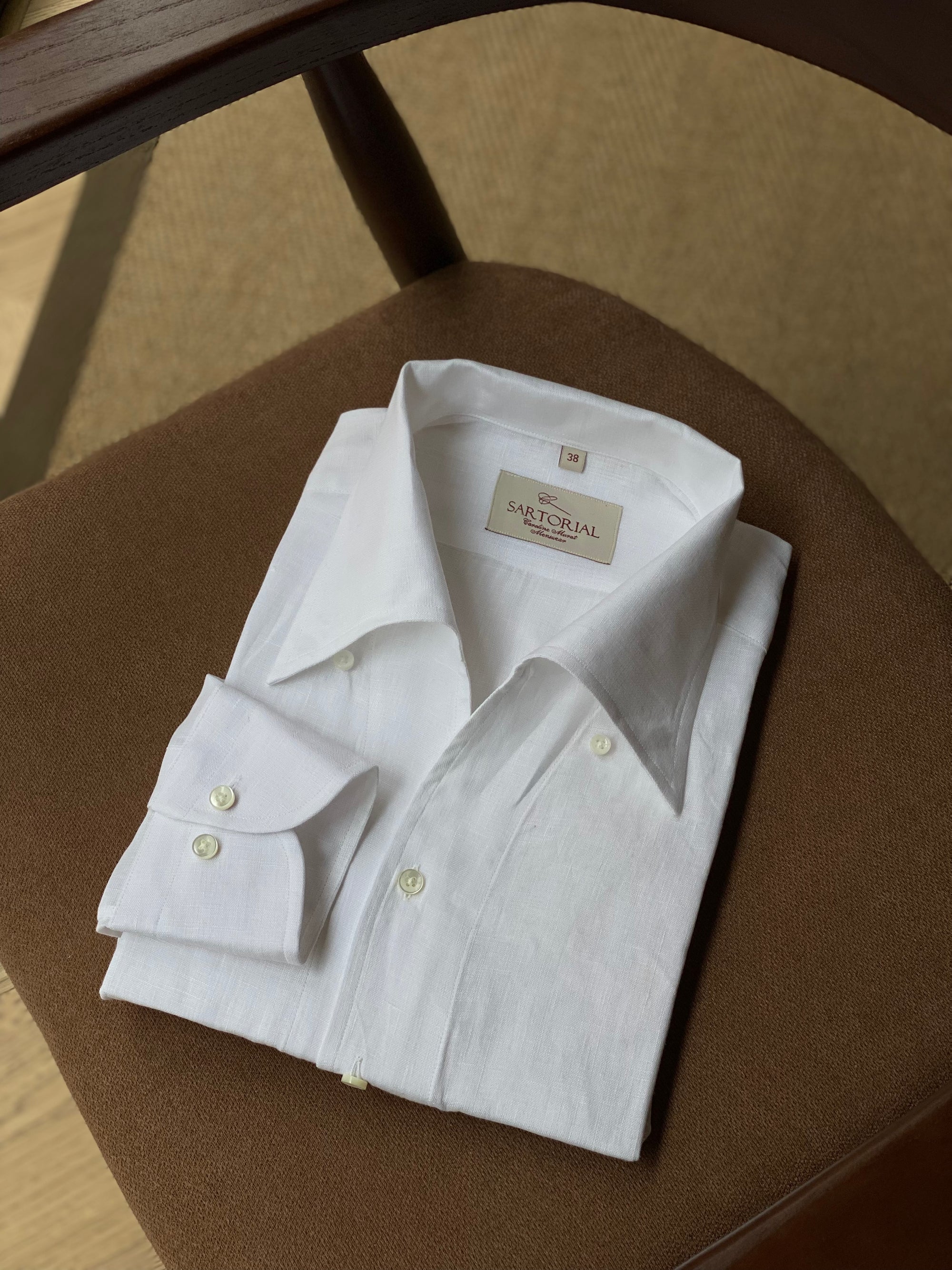 MTO Off White One Piece Collar Linen Shirt